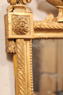 19th C. French Neoclassical Ornately-Carved & Gilt Mirror w/Urn Floral Crest