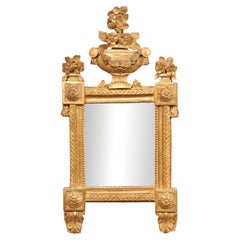 19th C. French Neoclassical Ornately-Carved & Gilt Mirror w/Urn Floral Crest