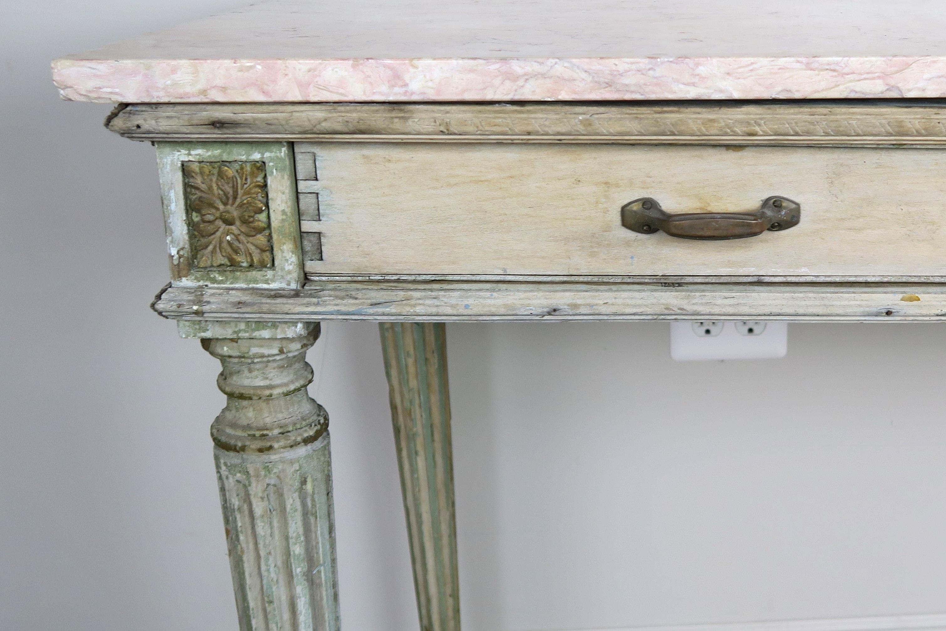 19th Century French Neoclassical Style Painted Desk/Writing Table In Distressed Condition In Los Angeles, CA