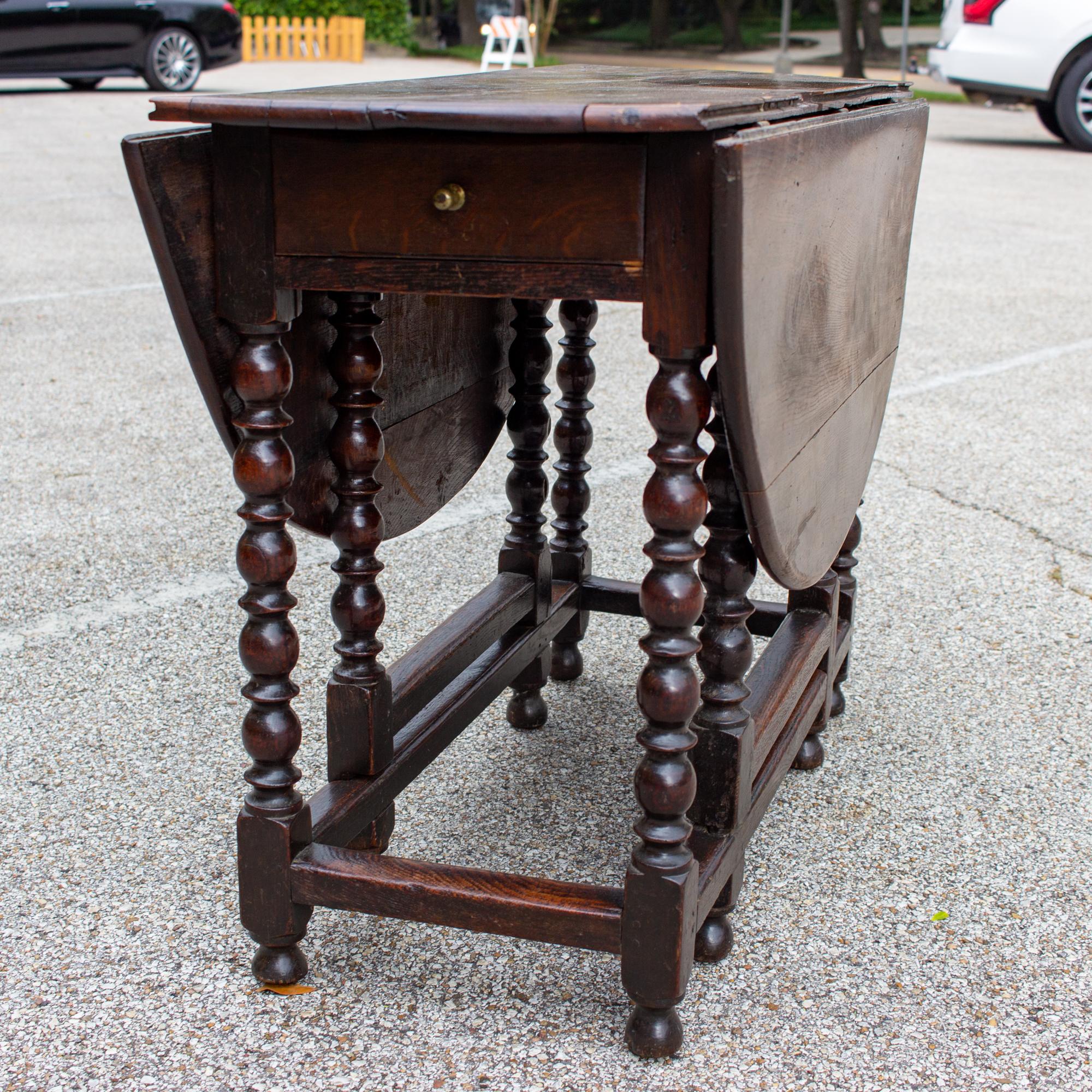 antique gate leg table with drawer