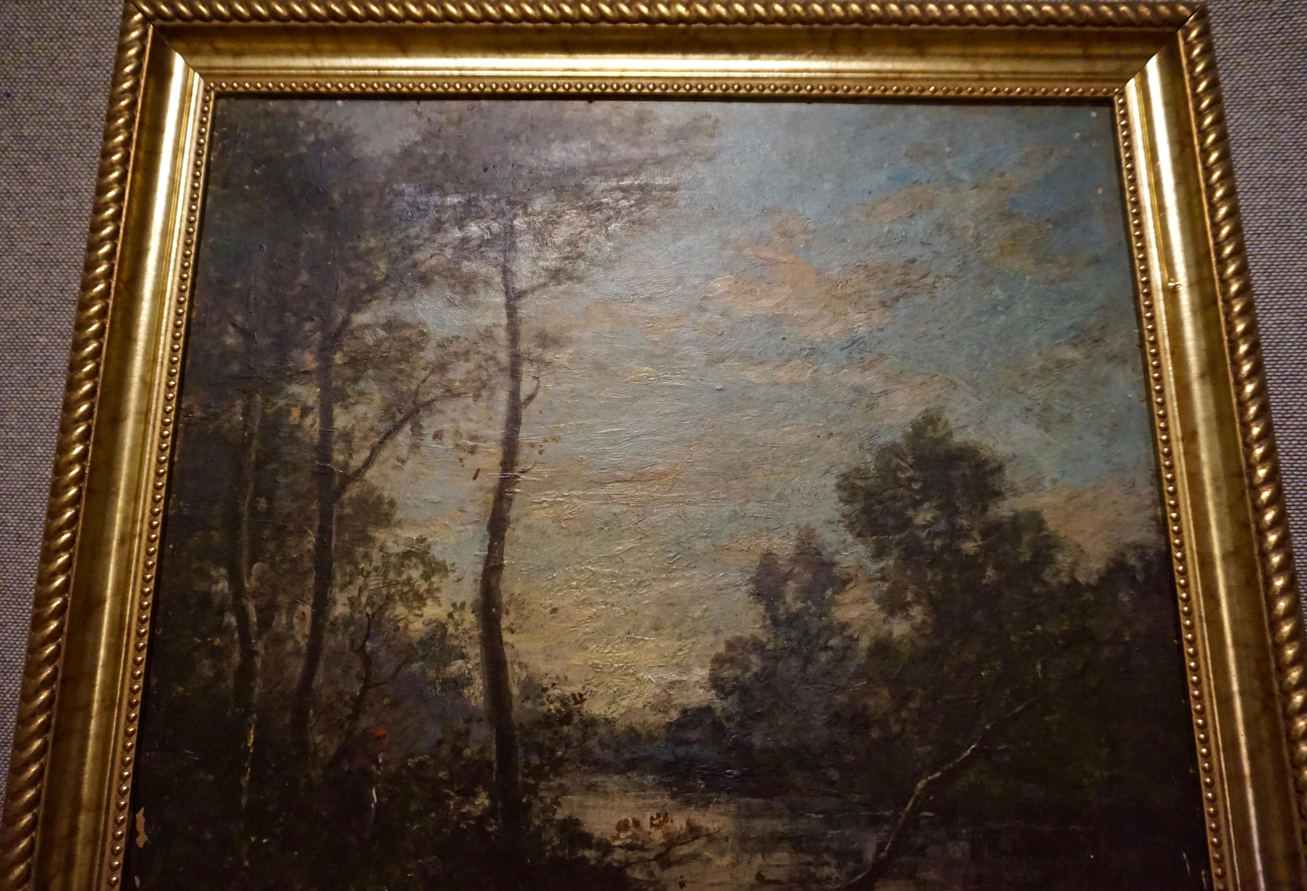 Painted 19th C. French Oil on Canvas Attributed to Jean-Baptise-Camille-Corot School