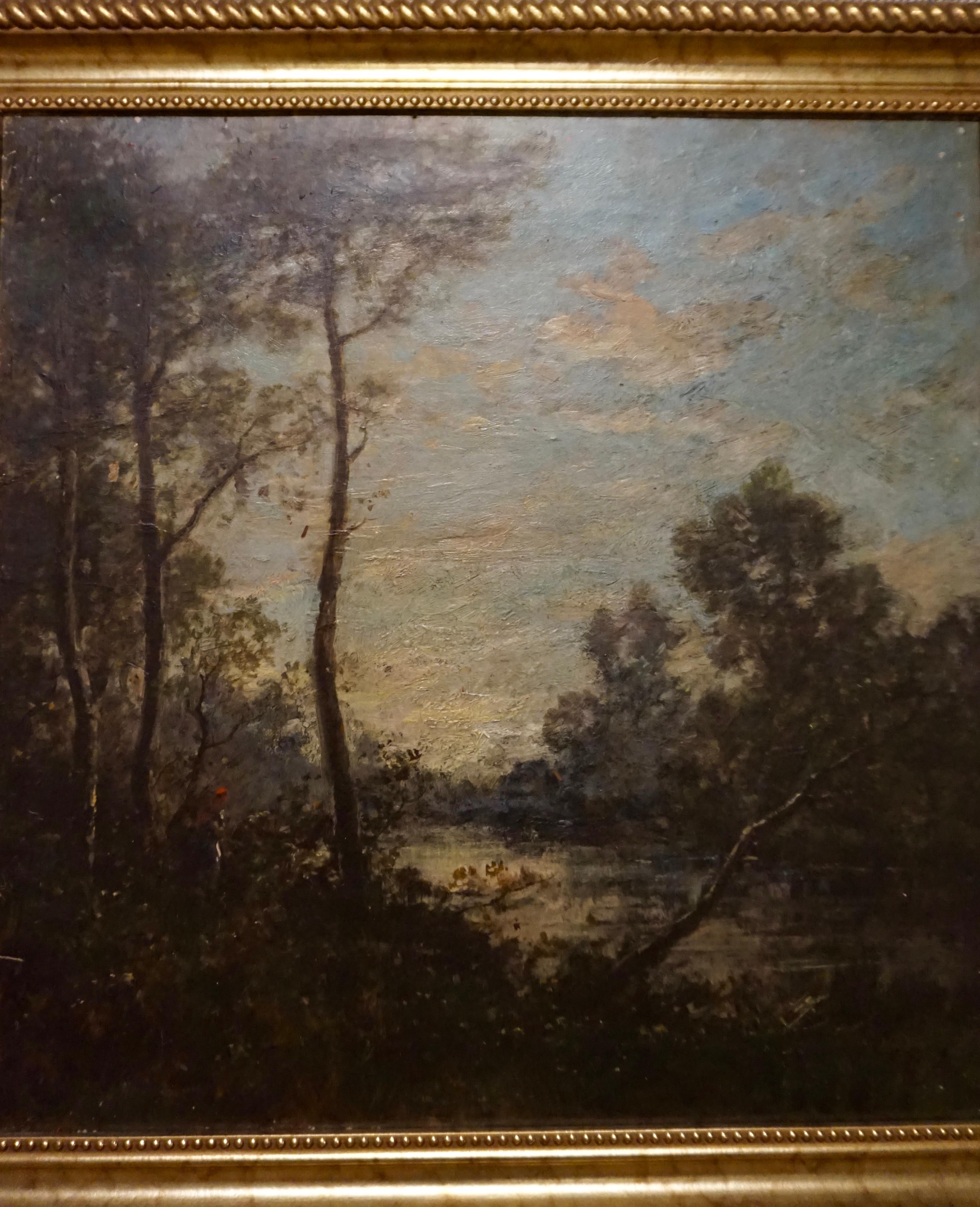 19th C. French Oil on Canvas Attributed to Jean-Baptise-Camille-Corot School In Good Condition In Vancouver, British Columbia