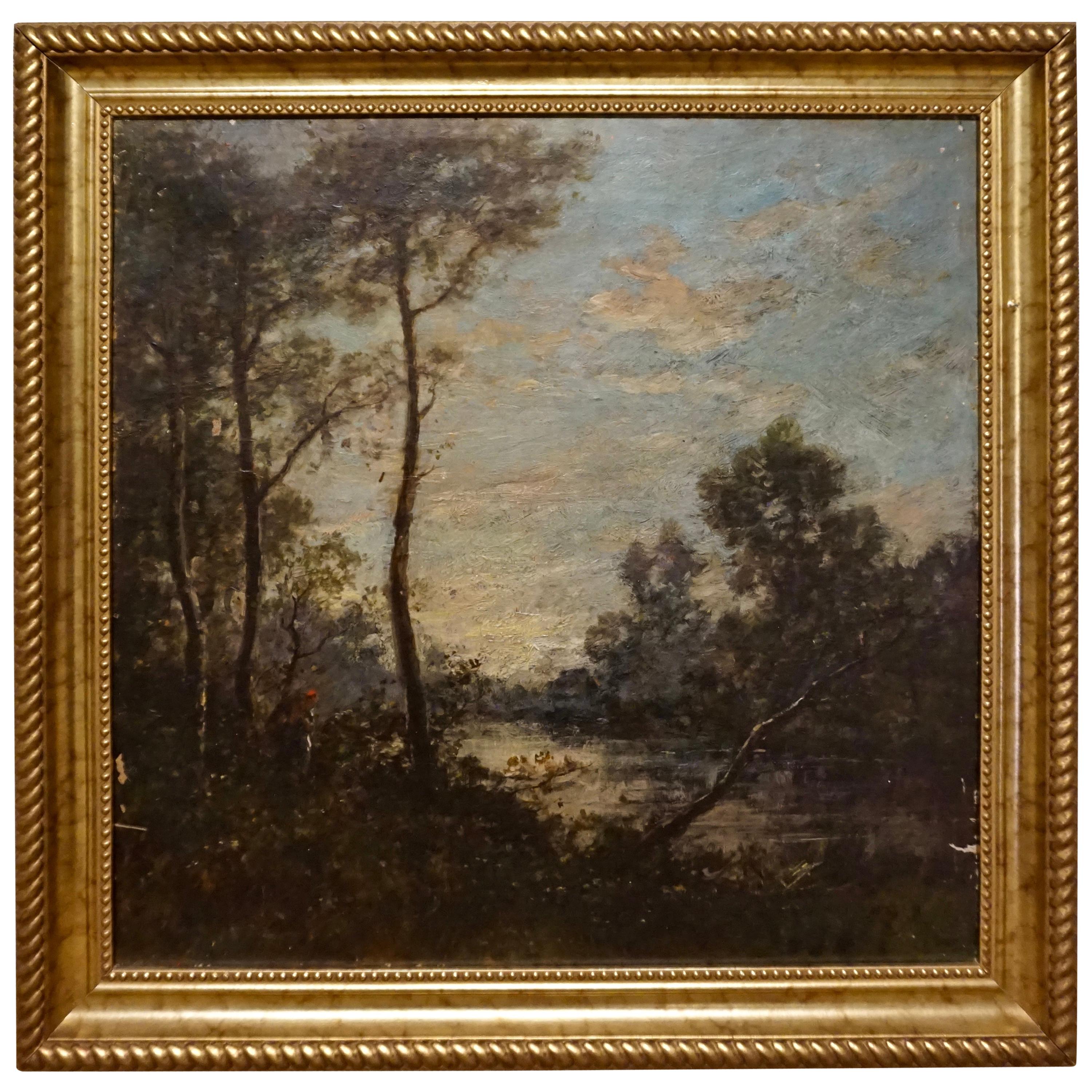 19th C. French Oil on Canvas Attributed to Jean-Baptise-Camille-Corot School