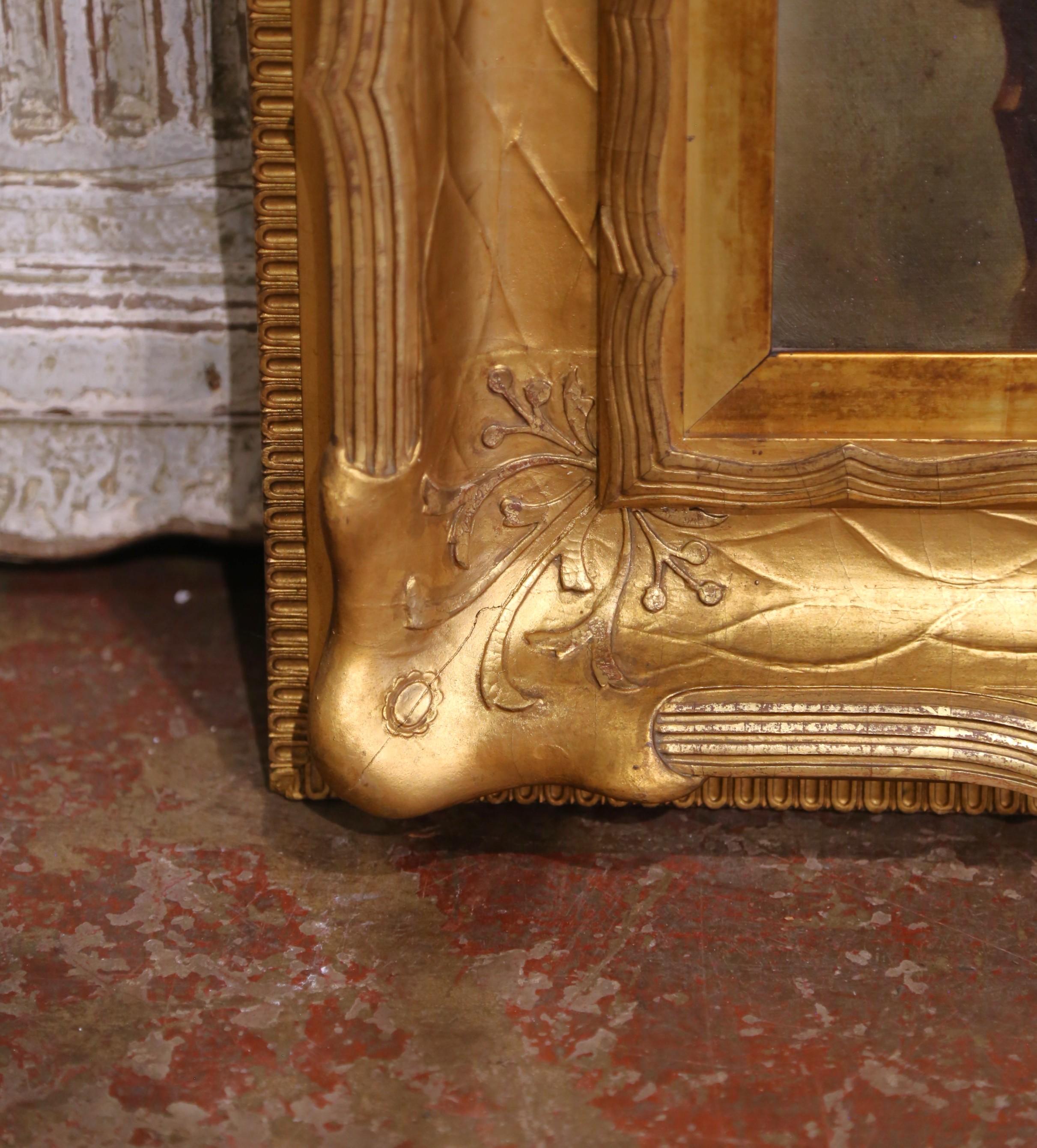 A.I.C., 19ème siècle, peinture sur toile d'un moine jouant du violon dans un cadre doré en vente 1