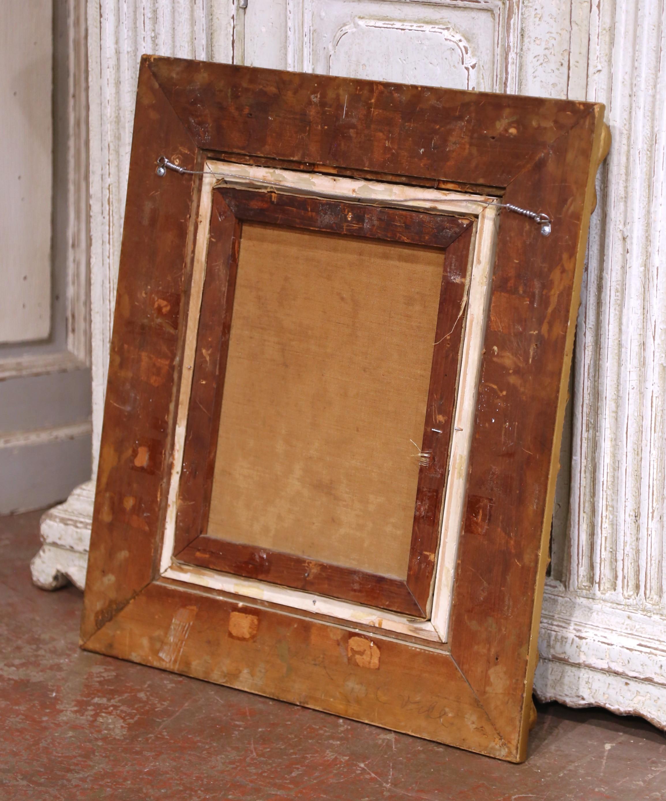 A.I.C., 19ème siècle, peinture sur toile d'un moine jouant du violon dans un cadre doré en vente 2