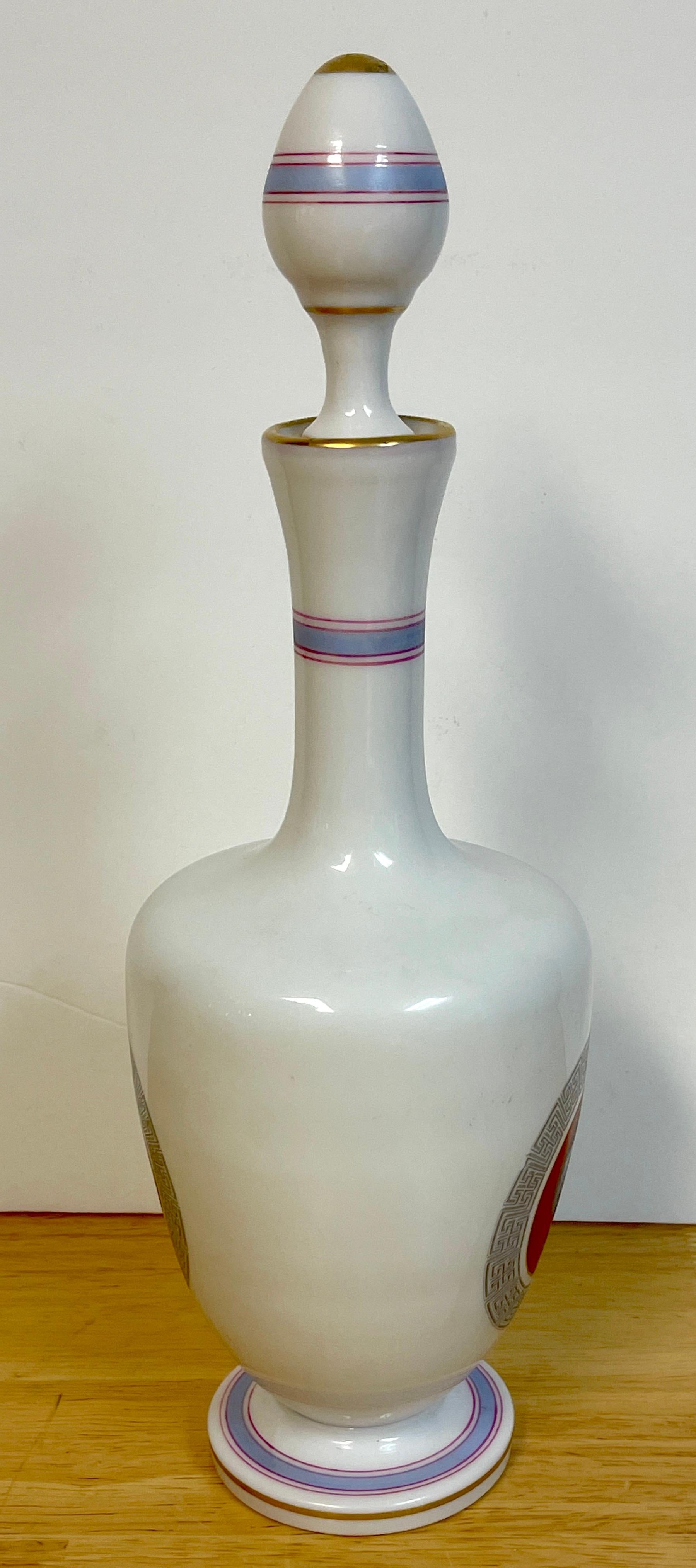 19th C French Opaline Grand Tour Greco-Roman Portrait Decanter In Good Condition For Sale In West Palm Beach, FL