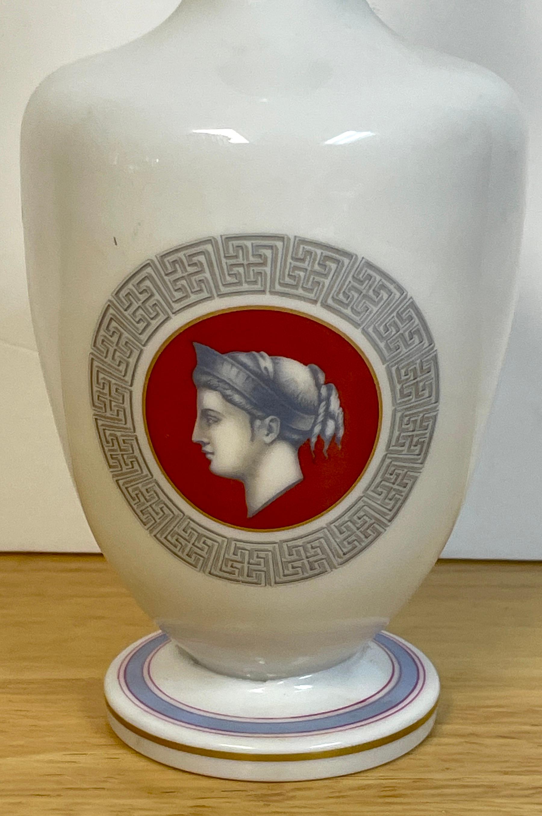 Opaline Glass 19th C French Opaline Grand Tour Greco-Roman Portrait Decanter For Sale