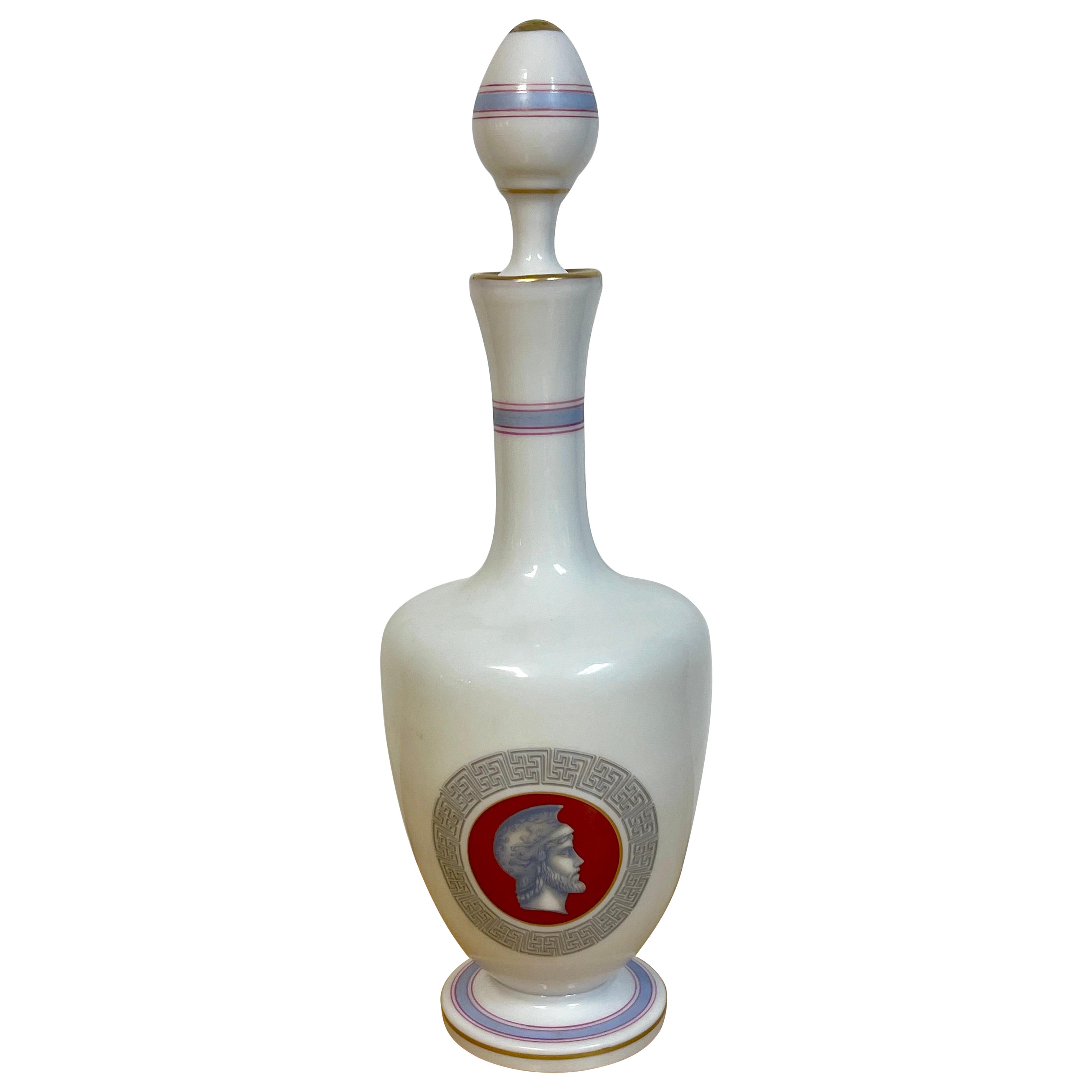 19th C French Opaline Grand Tour Greco-Roman Portrait Decanter