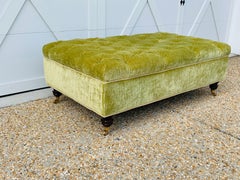 French Ottoman in Green Scalamandré Velvet, circa 19th Century