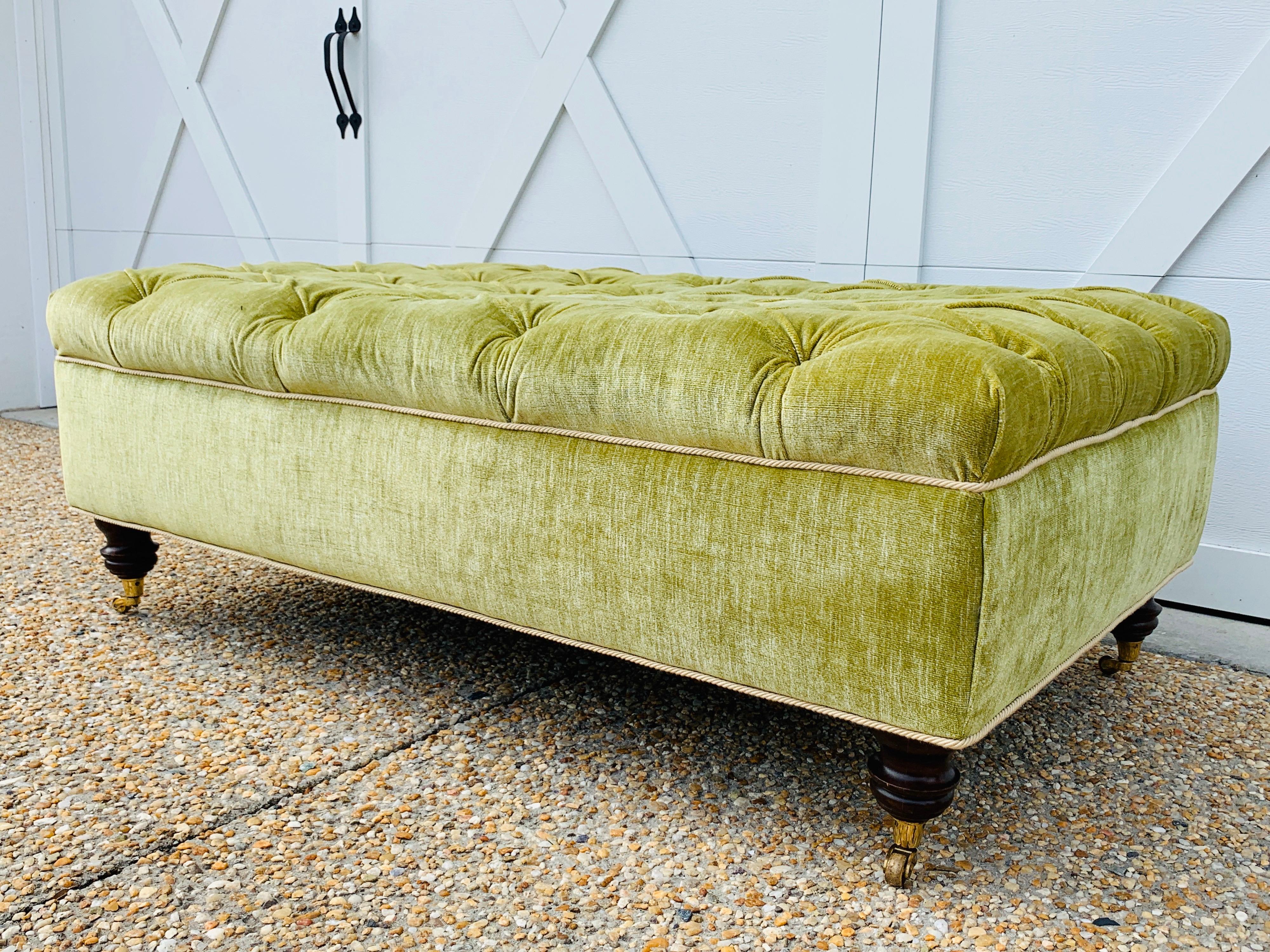 Art Deco French Ottoman in Green Scalamandré Velvet, circa 19th Century For Sale