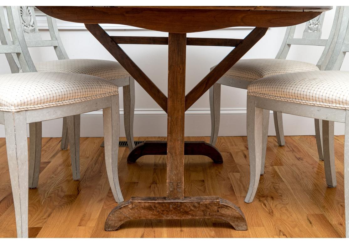 19th C.  French Oval Vintner's Table With 4 Gustavian Style Chairs For Sale 4