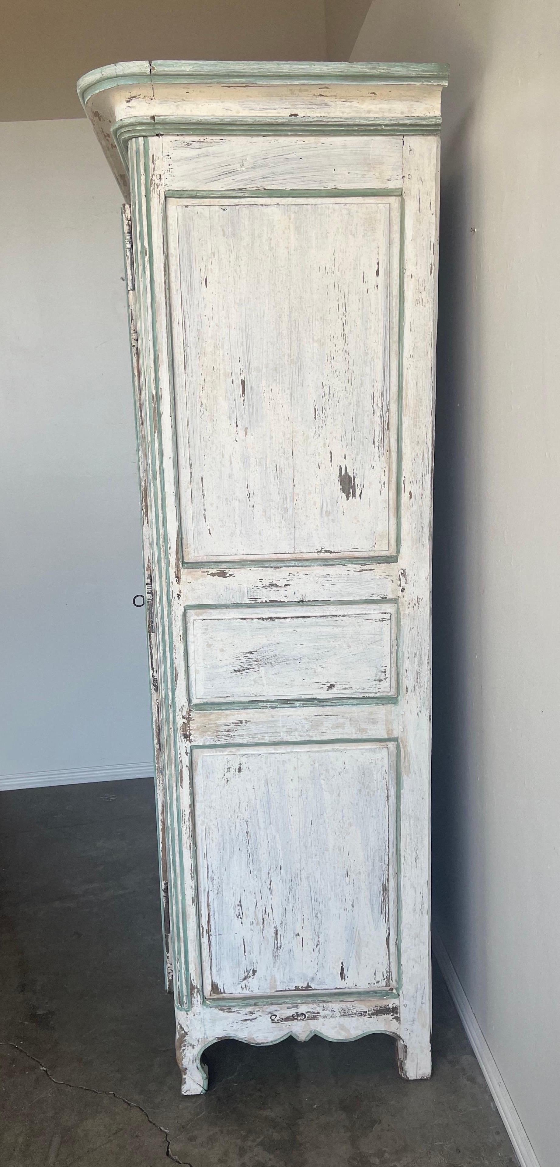 Brass 19th C. French Painted Armoire For Sale