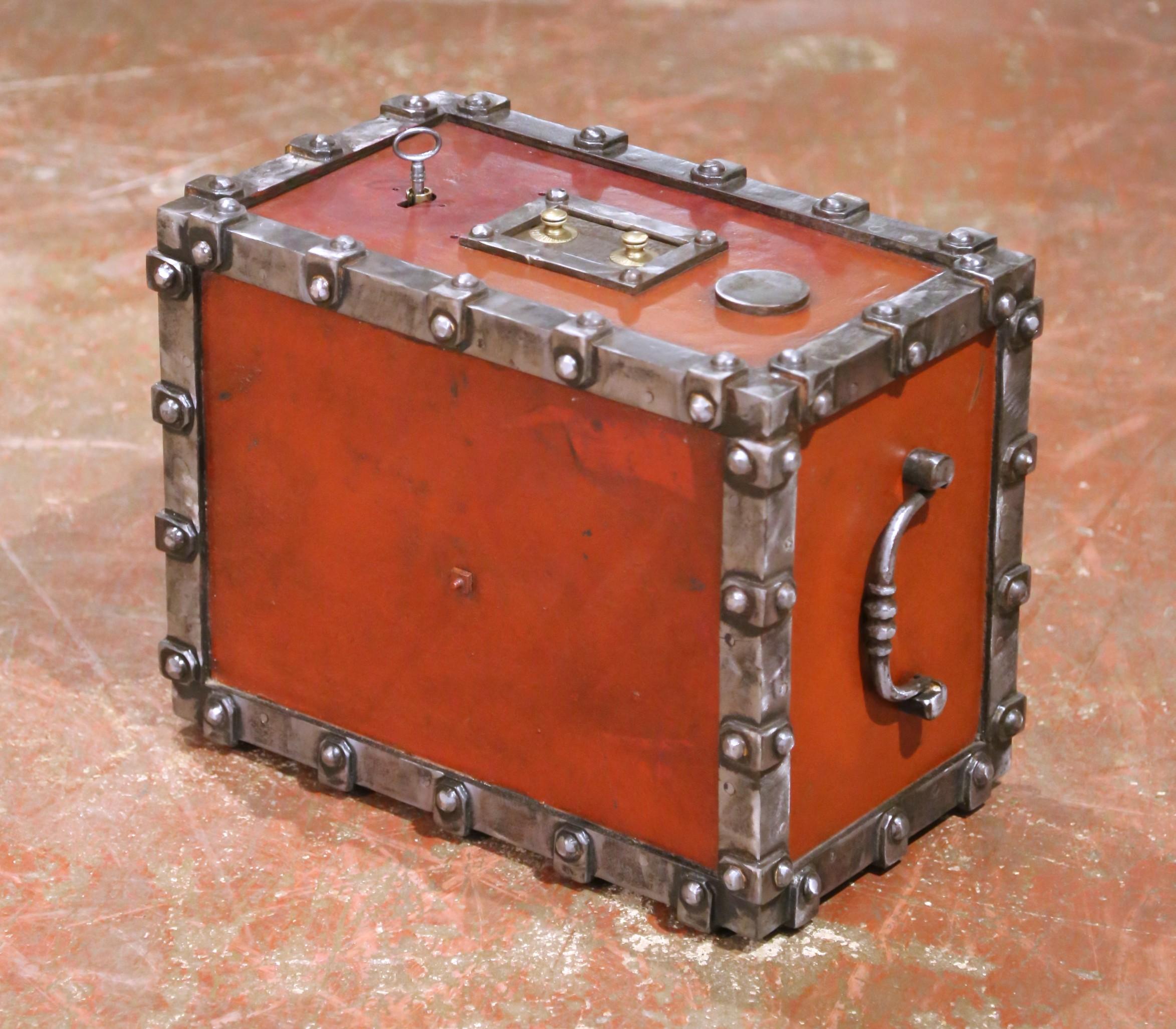 19th C. French Painted Bauche Fireproof Strongbox with Two Letters Combination For Sale 4
