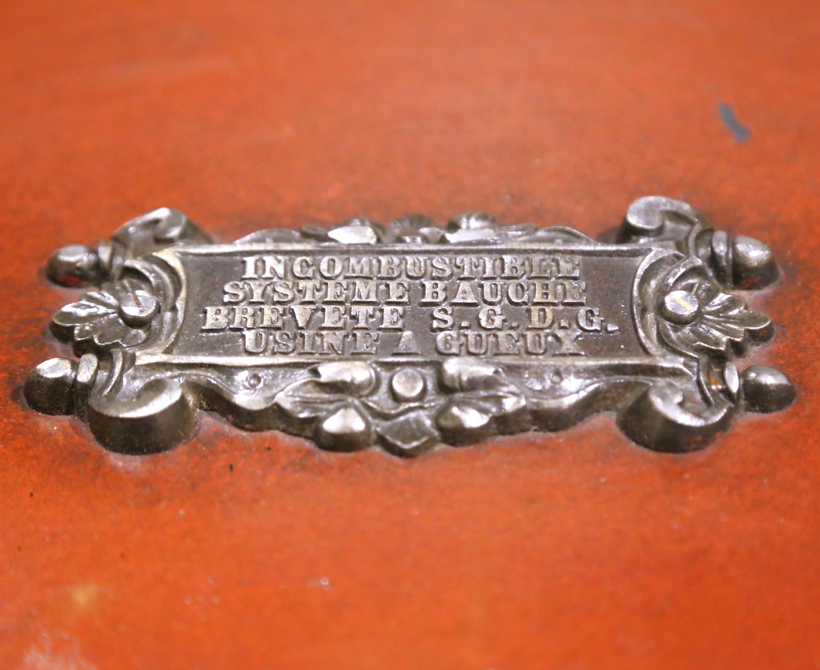 Hand-Crafted 19th C. French Painted Bauche Fireproof Strongbox with Two Letters Combination For Sale