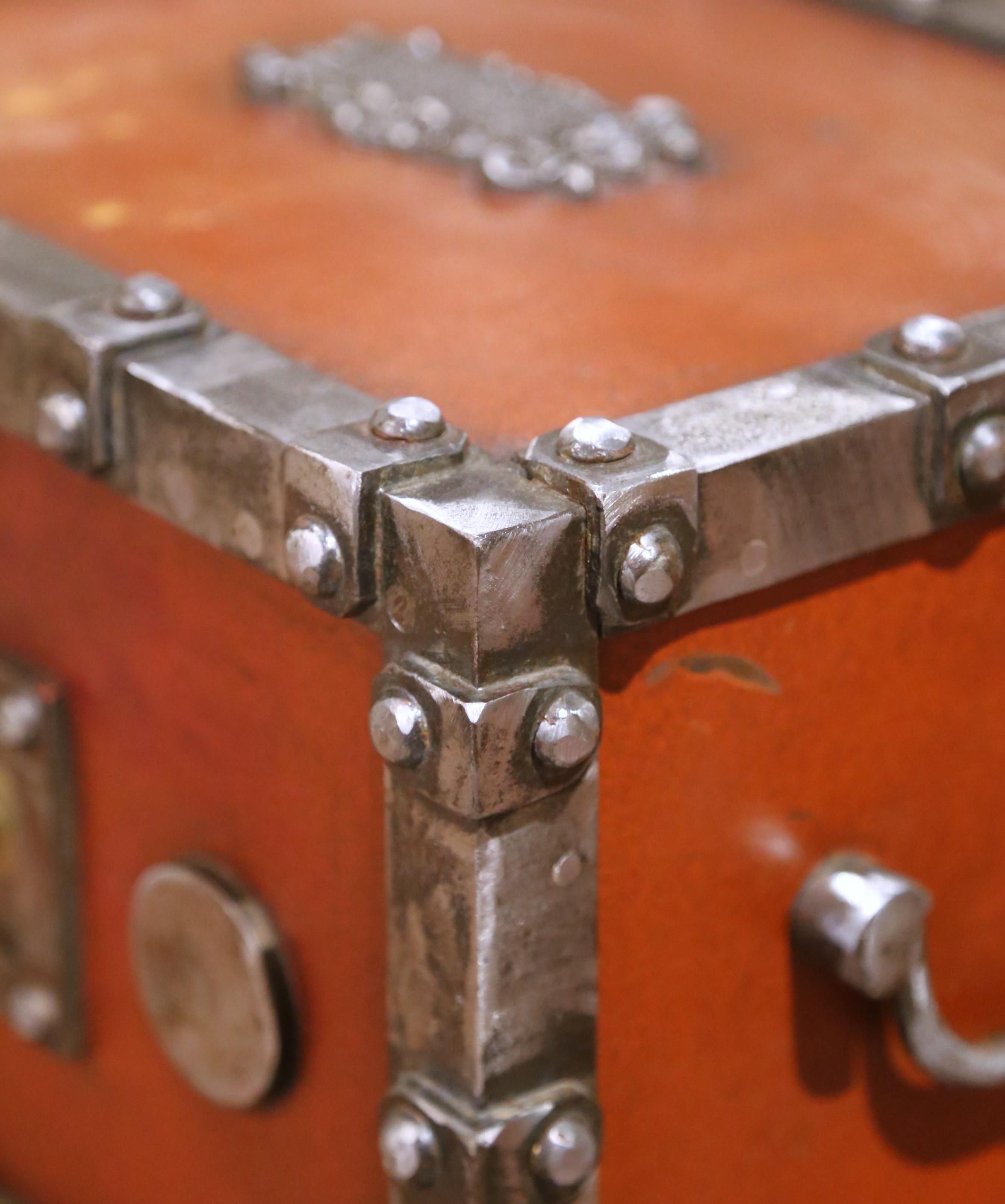 Brass 19th C. French Painted Bauche Fireproof Strongbox with Two Letters Combination For Sale