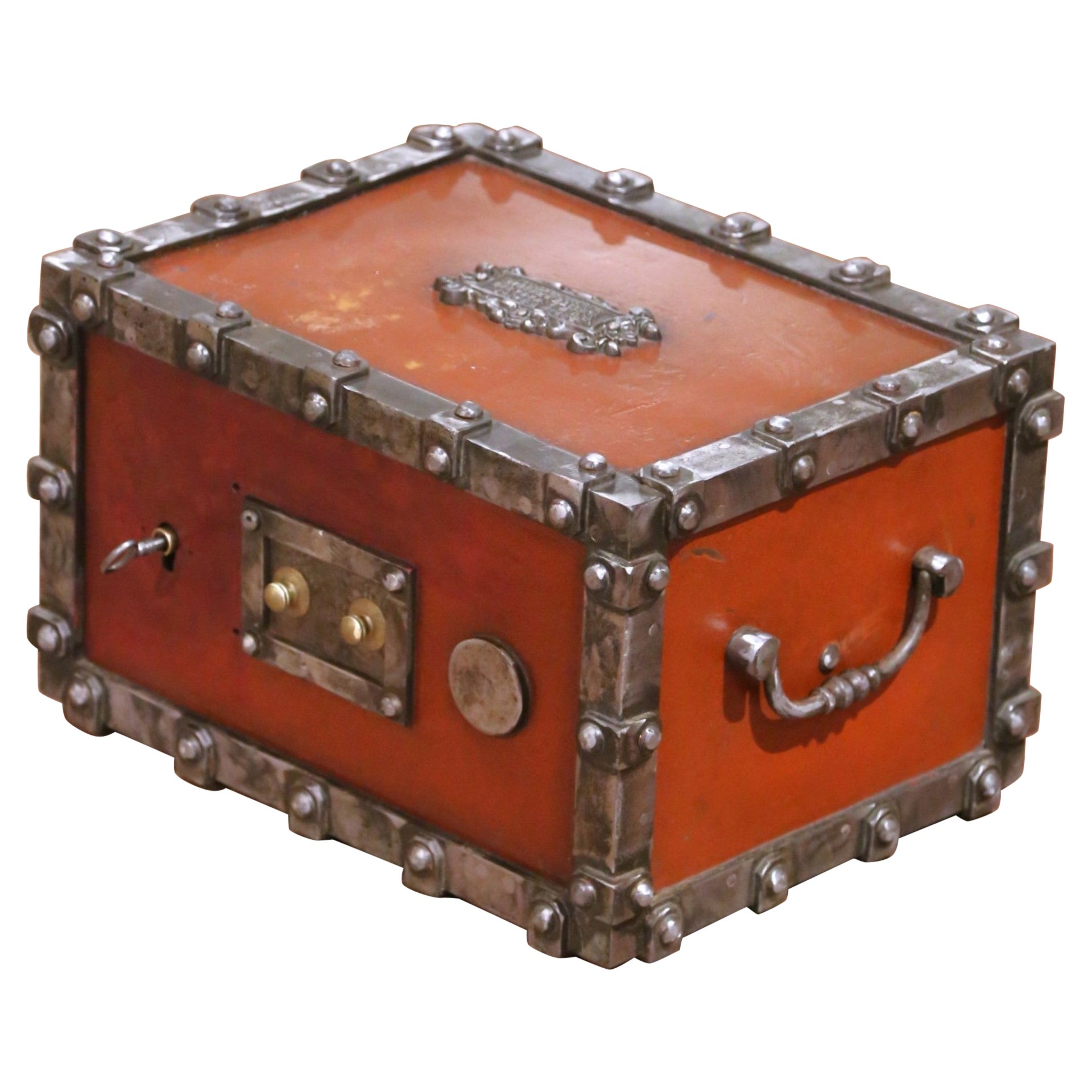 19th C. French Painted Bauche Fireproof Strongbox with Two Letters Combination For Sale
