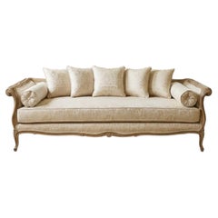 19th-C. French Painted Daybed In New Linen W/ Gustavian Swedish Styling