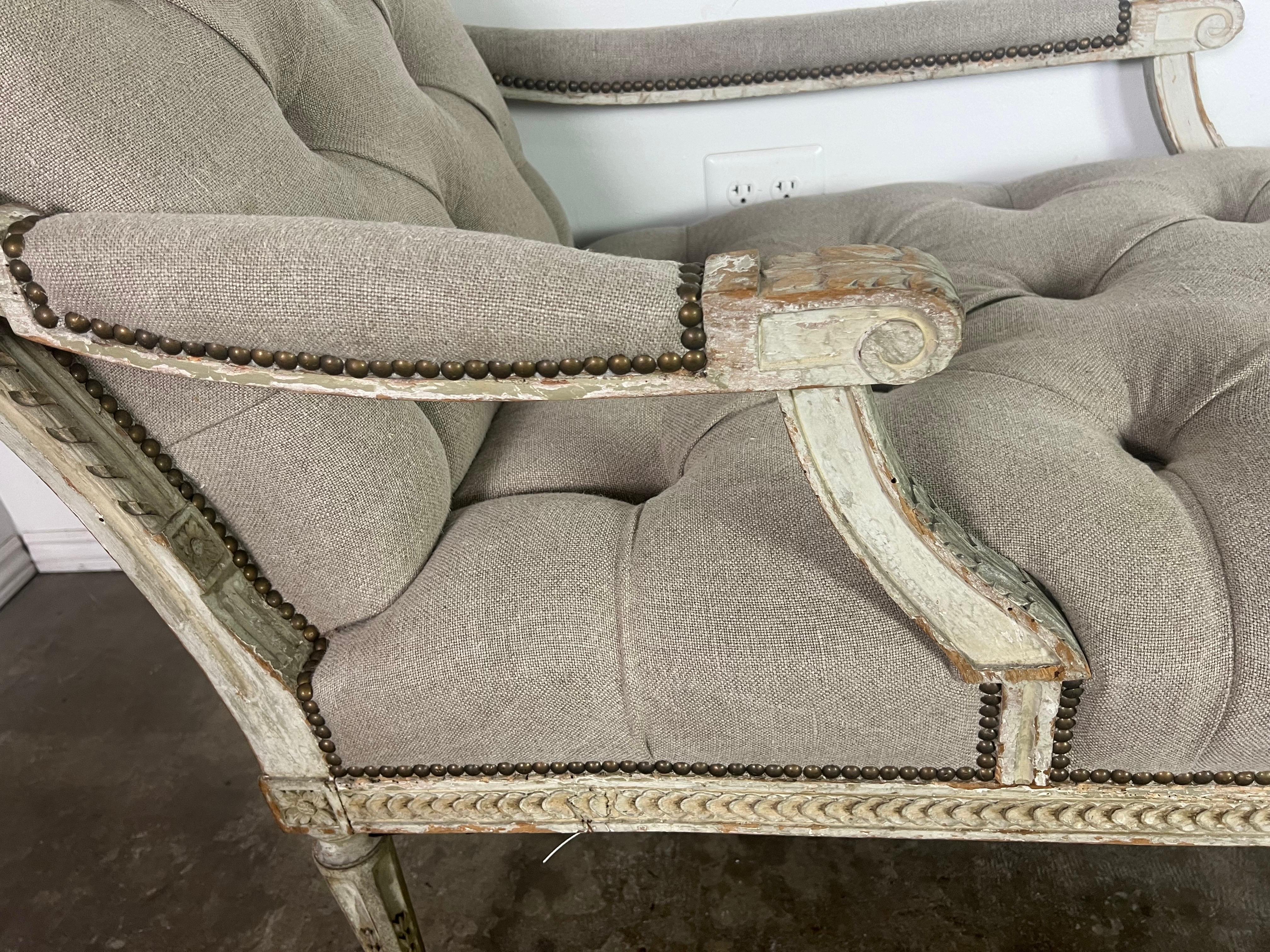19th C. French Painted Louis XVI Style Chaise 4