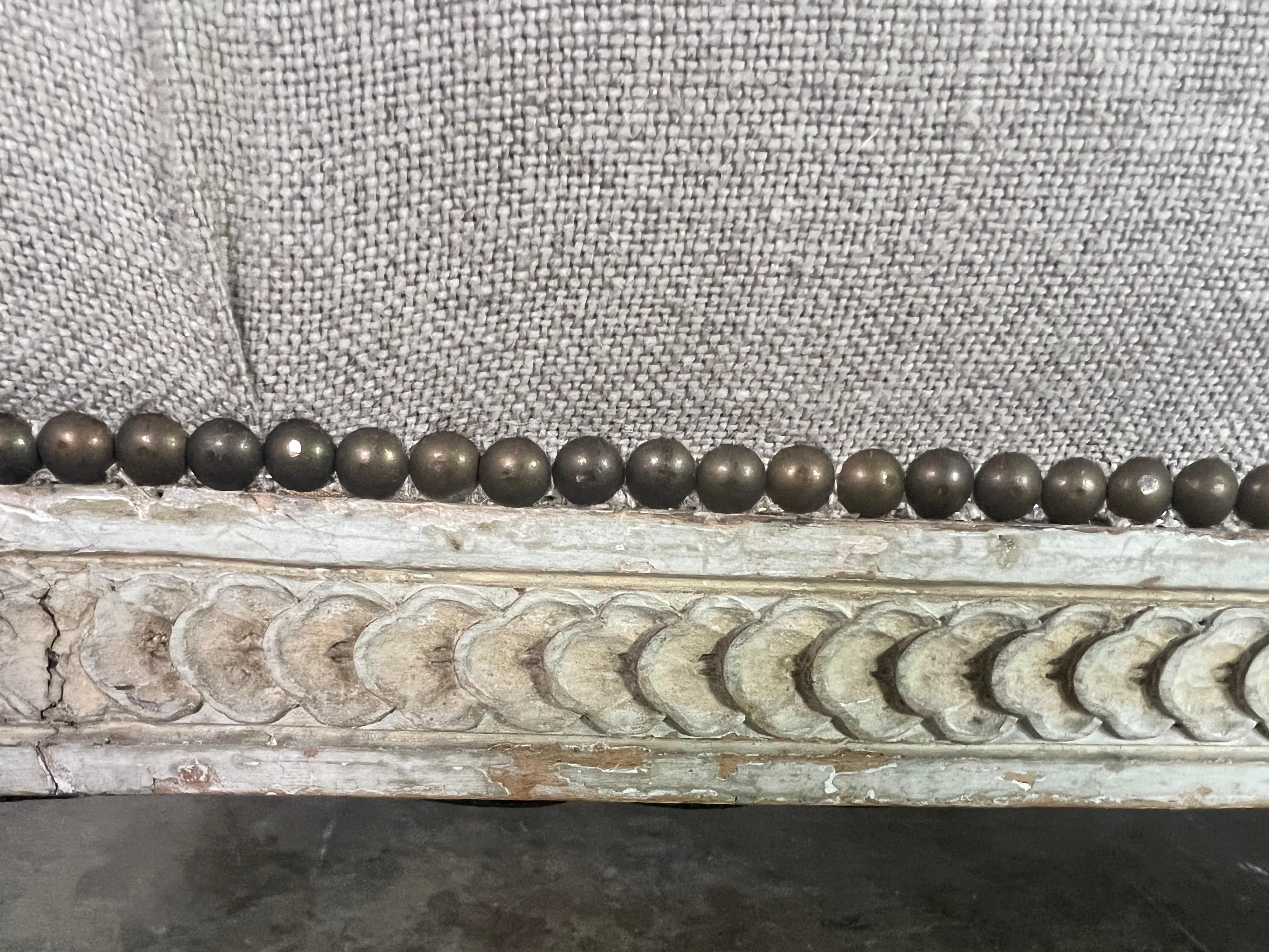 19th C. French Painted Louis XVI Style Chaise 6
