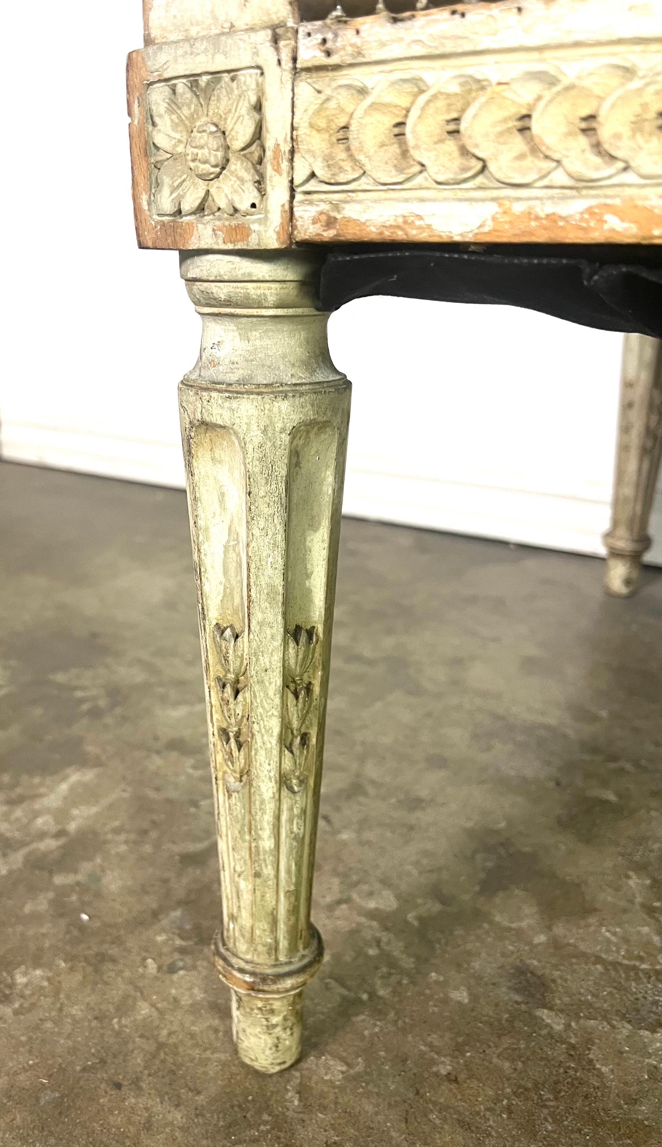 19th C. French Painted Louis XVI Style Chaise 7