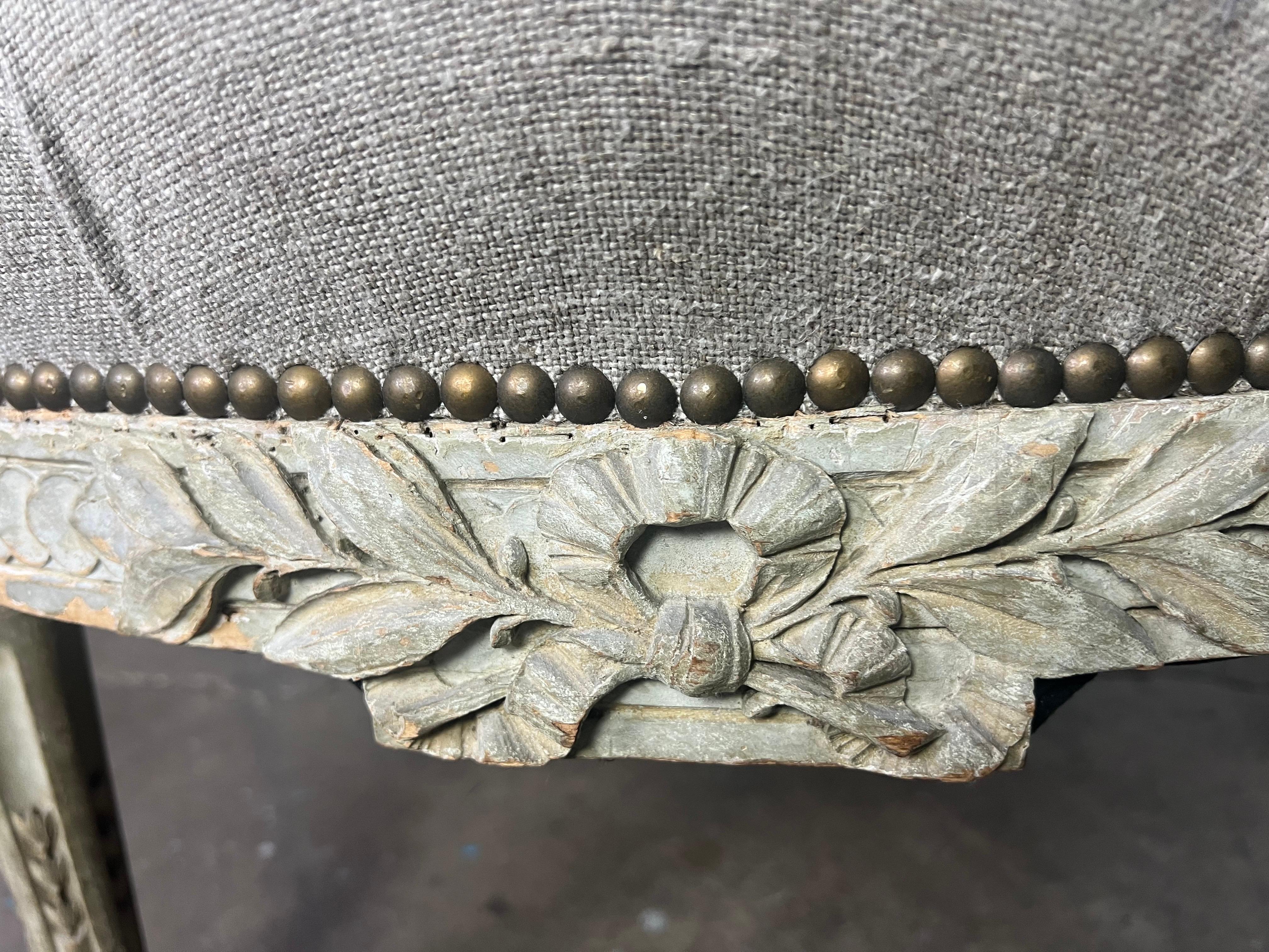 19th Century 19th C. French Painted Louis XVI Style Chaise