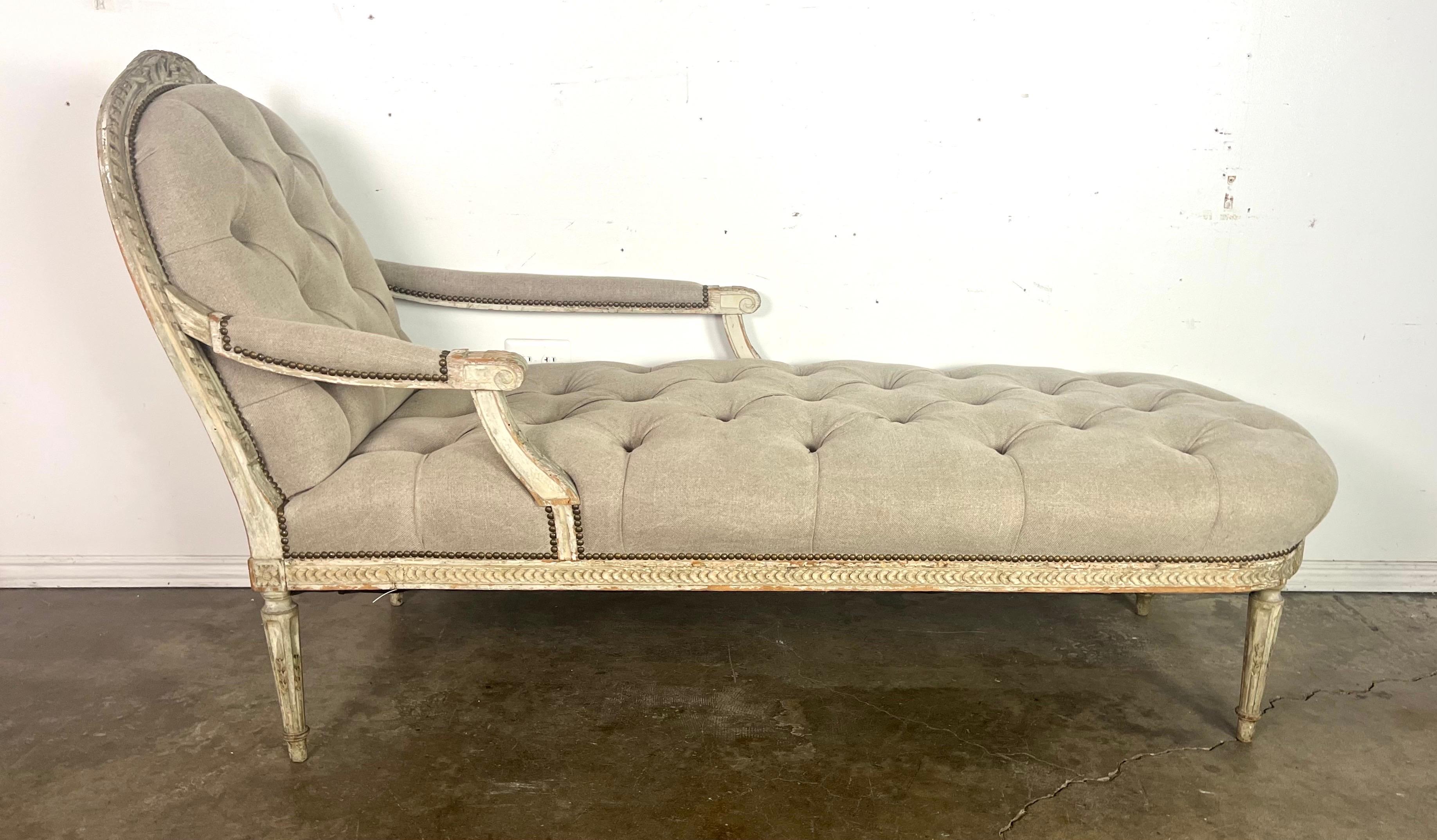 19th C. French Painted Louis XVI Style Chaise 3