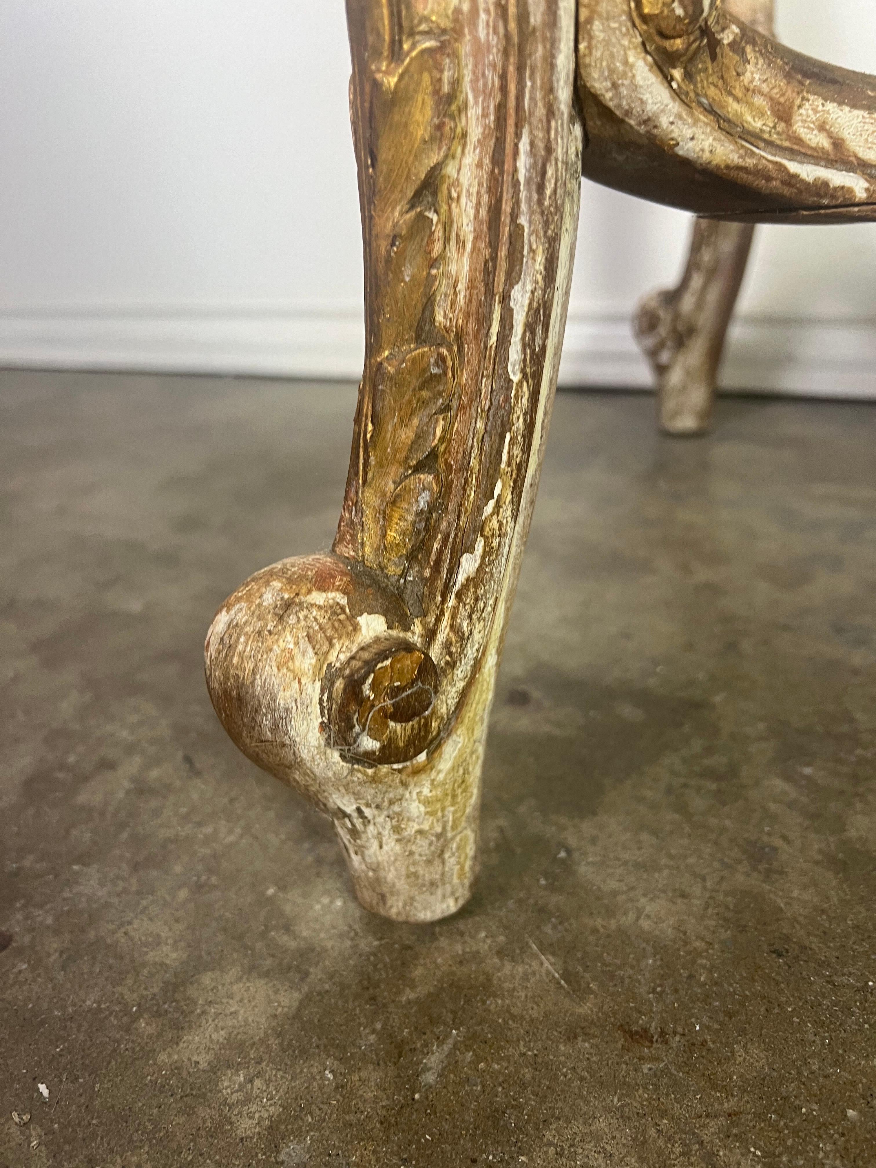 19th C. French Painted & Parcel Gilt Table w/ Marble Top For Sale 6