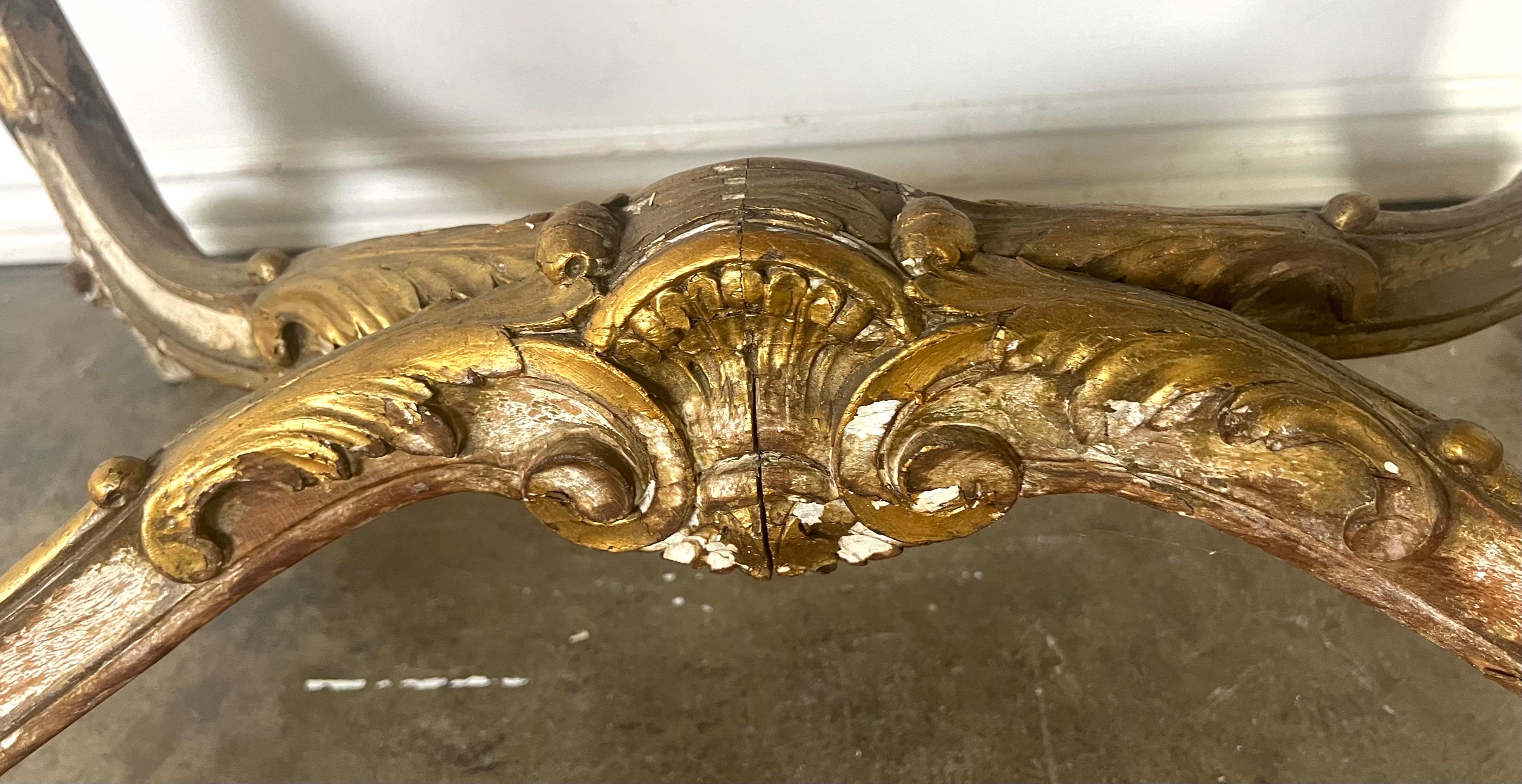 19th C. French Painted & Parcel Gilt Table w/ Marble Top For Sale 3