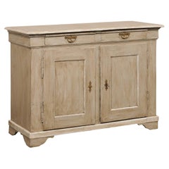 Antique 19th C. French Painted Wood Buffet Cabinet w/Brass Hardware