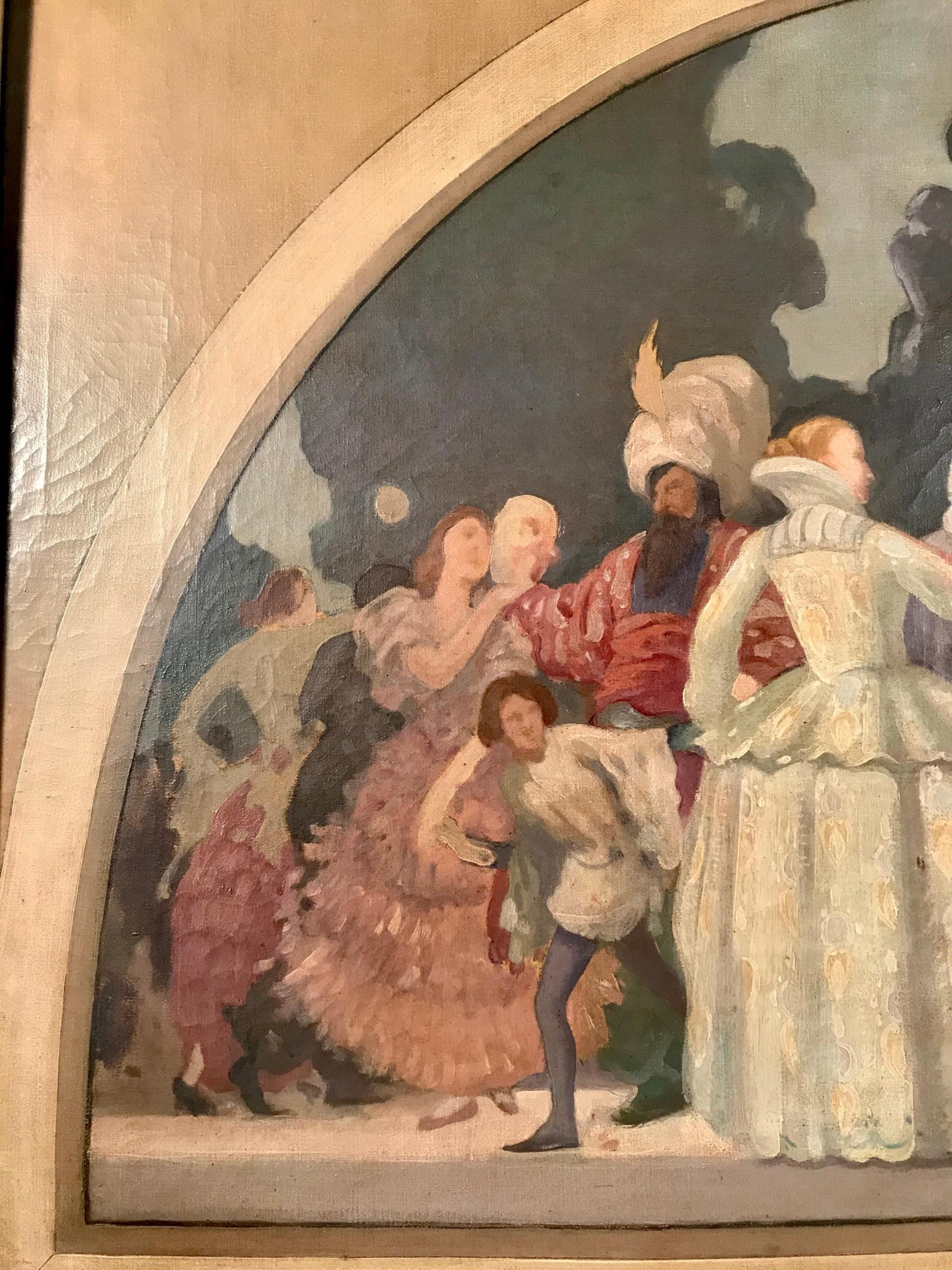 Post-Modern 19th Century French Painting Oil/Canvas Attributed to Pierre Puvis de Chavannes For Sale