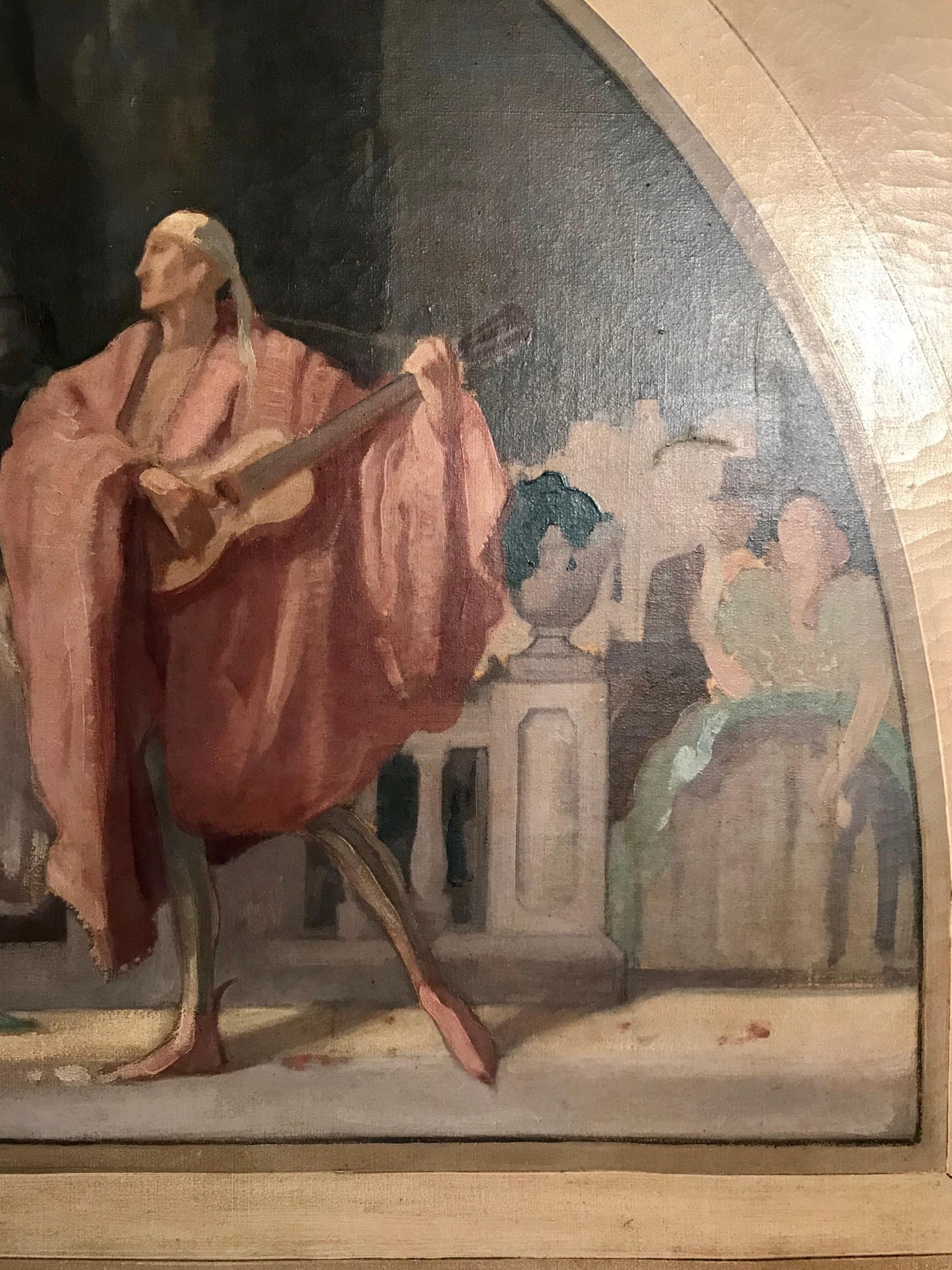 Hand-Painted 19th Century French Painting Oil/Canvas Attributed to Pierre Puvis de Chavannes For Sale