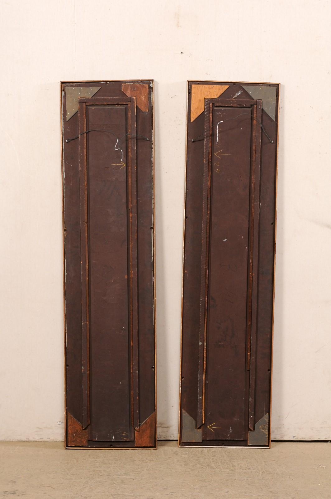 19th Century French Pair of Decoratively Hand-Painted Wooden Wall Panels For Sale 6