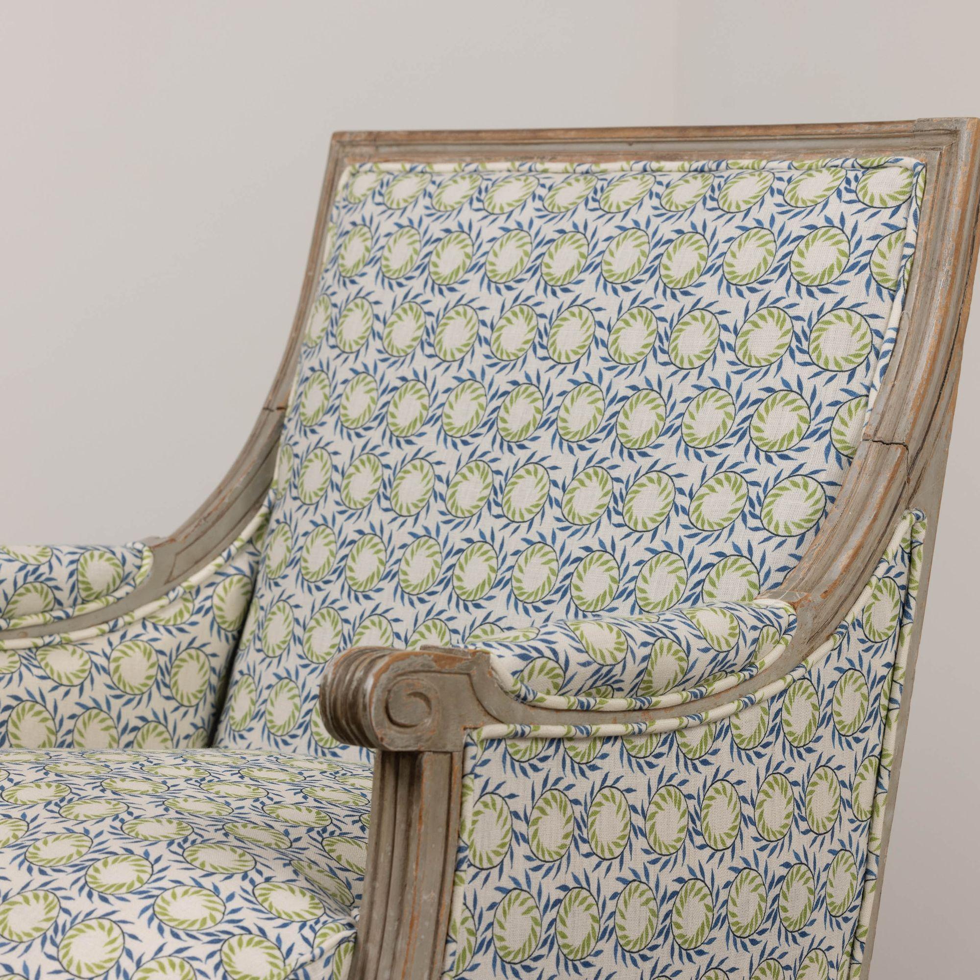 19. Jahrhundert. Französisch Paar Louis XVI Bergère Stühle in Originalfarbe im Angebot 8