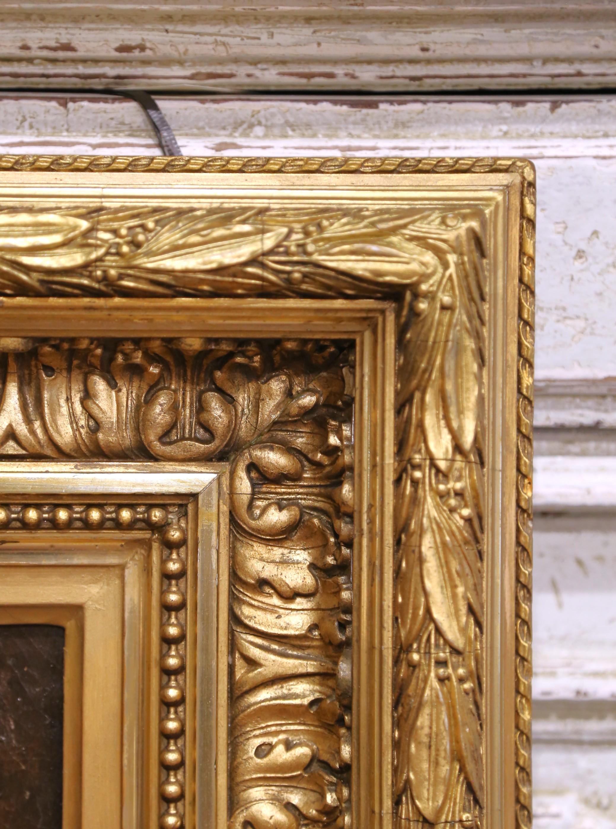 19th C. French Pastoral Oil on Canvas in Giltwood Frame by Charles Hélygouët For Sale 2