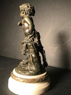 19th Century French Patinated Bronze Sculpture of Faun Child Satyr after Clodion