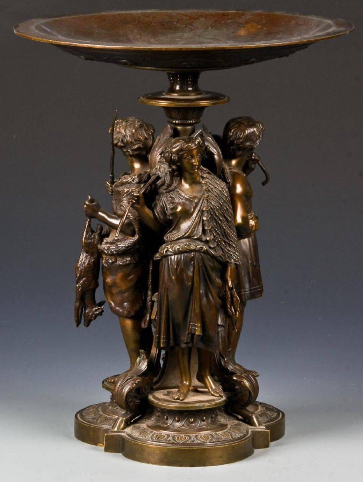 19th Century French Patinated Bronze Tazza Centrepiece Emile Boyer / Christofle Style