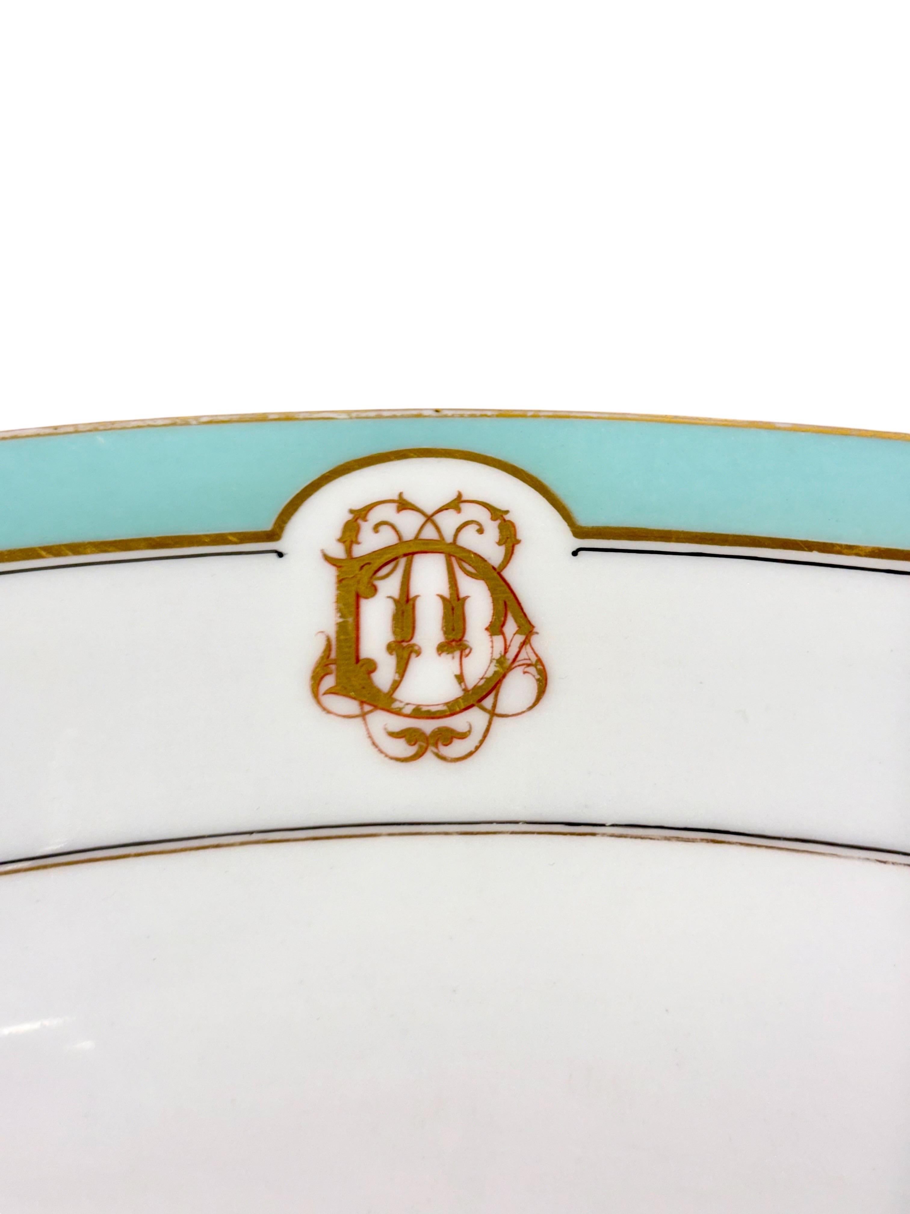 Gilt 19th c. French Porcelain Soup Tureen with Tray, Paris Vierzon For Sale