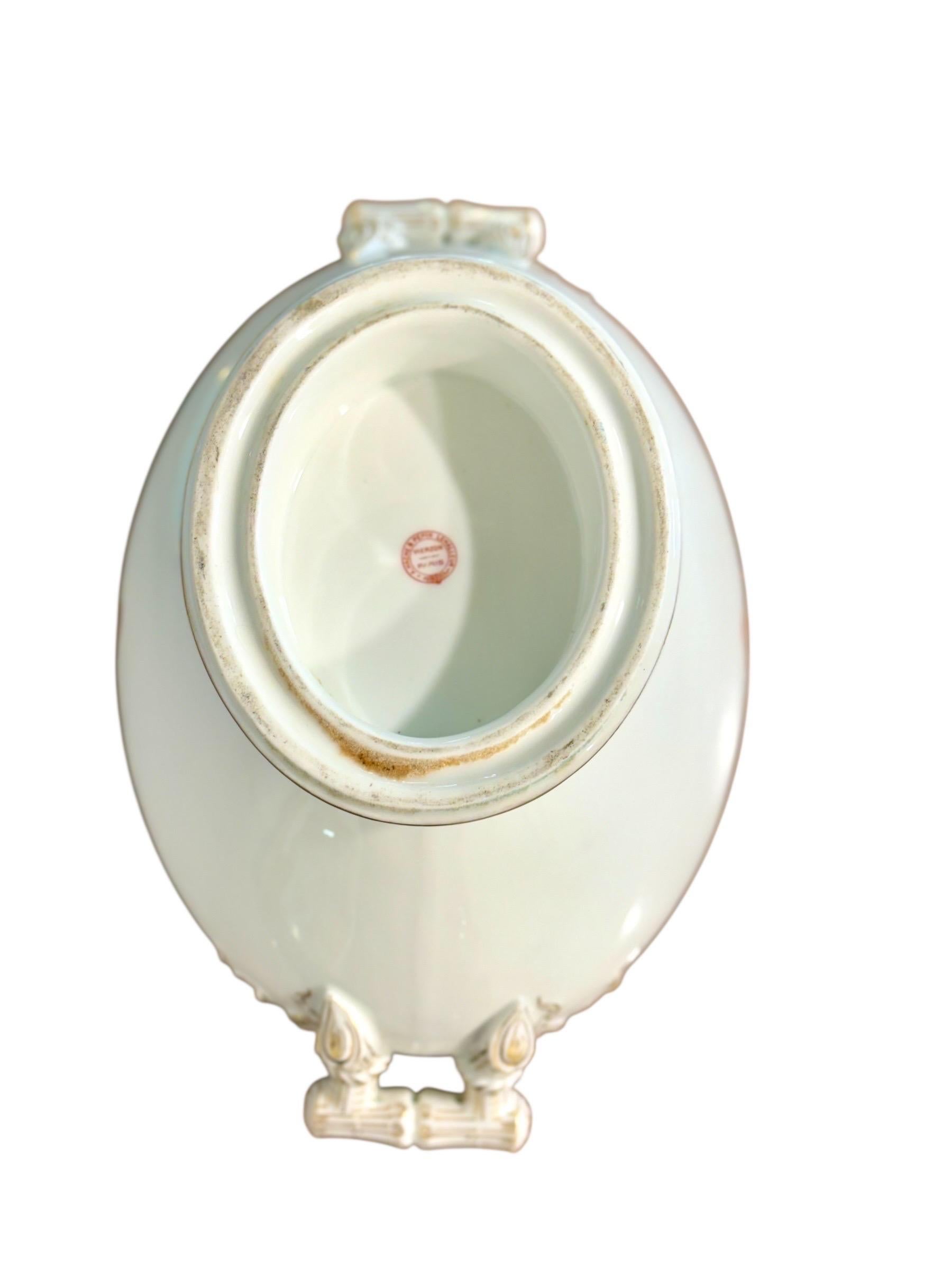 19th c. French Porcelain Soup Tureen with Tray, Paris Vierzon For Sale 2