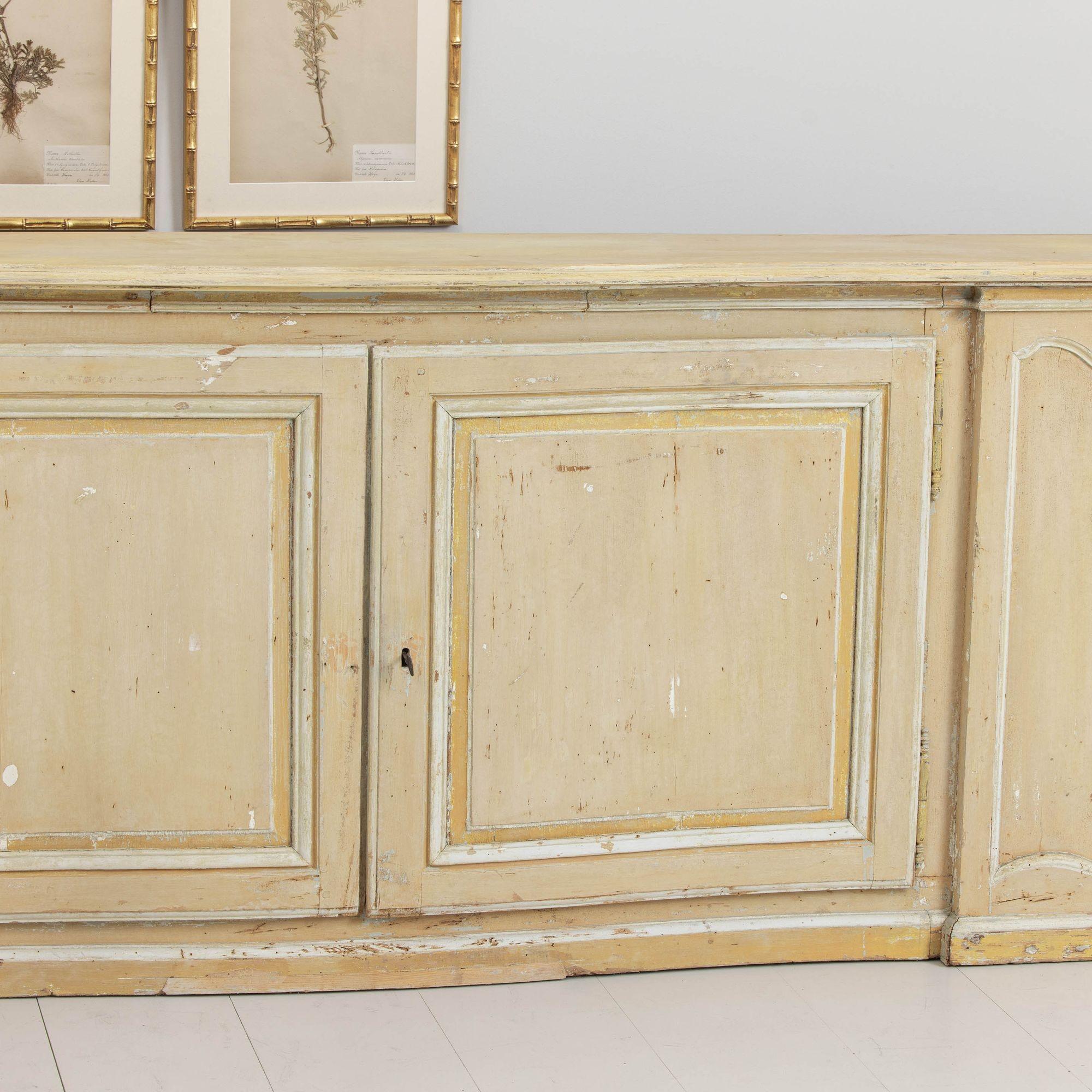 19th Century 19th c. French Provençal Serpentine Front Enfilade in Original Yellow Paint For Sale