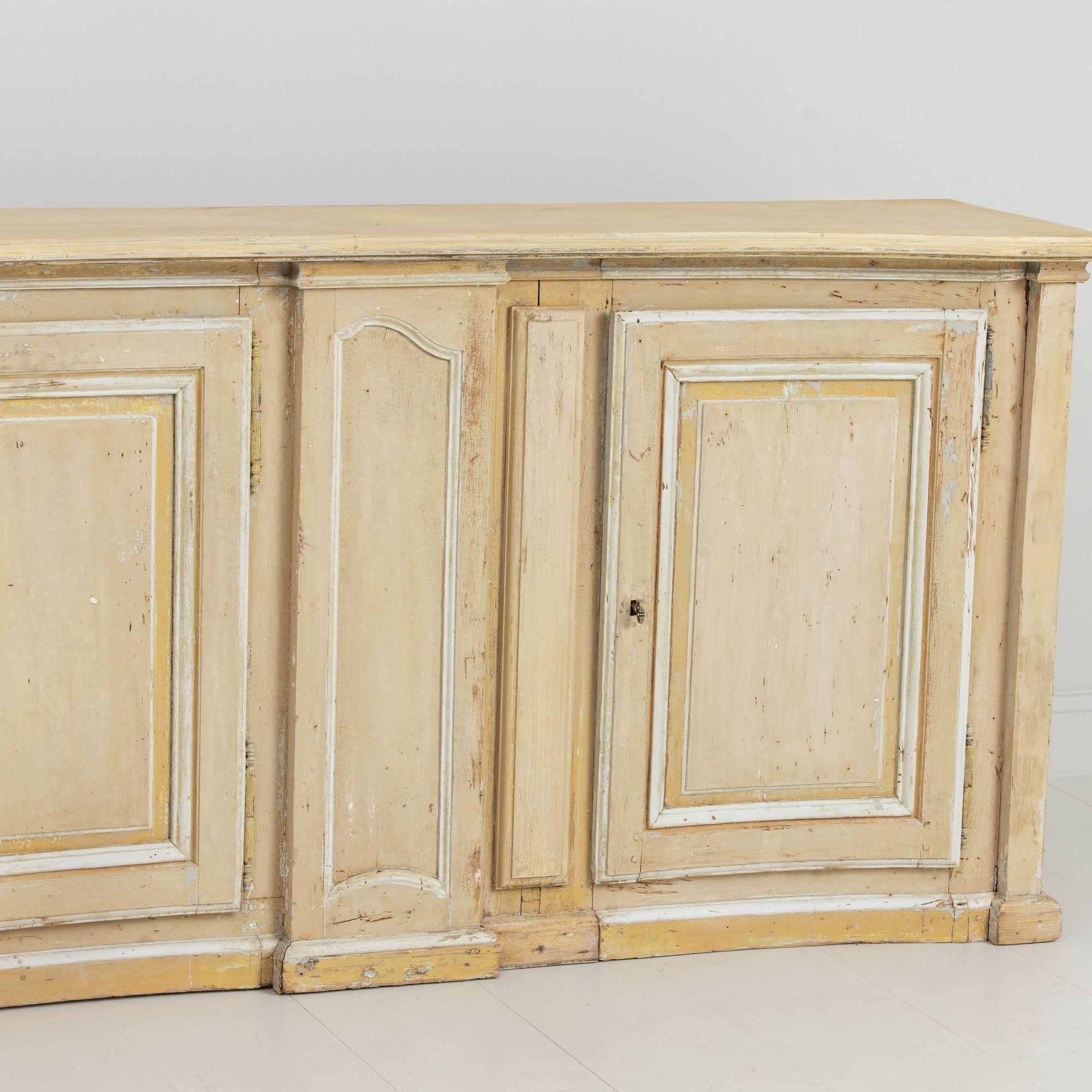 Wood 19th c. French Provençal Serpentine Front Enfilade in Original Yellow Paint For Sale