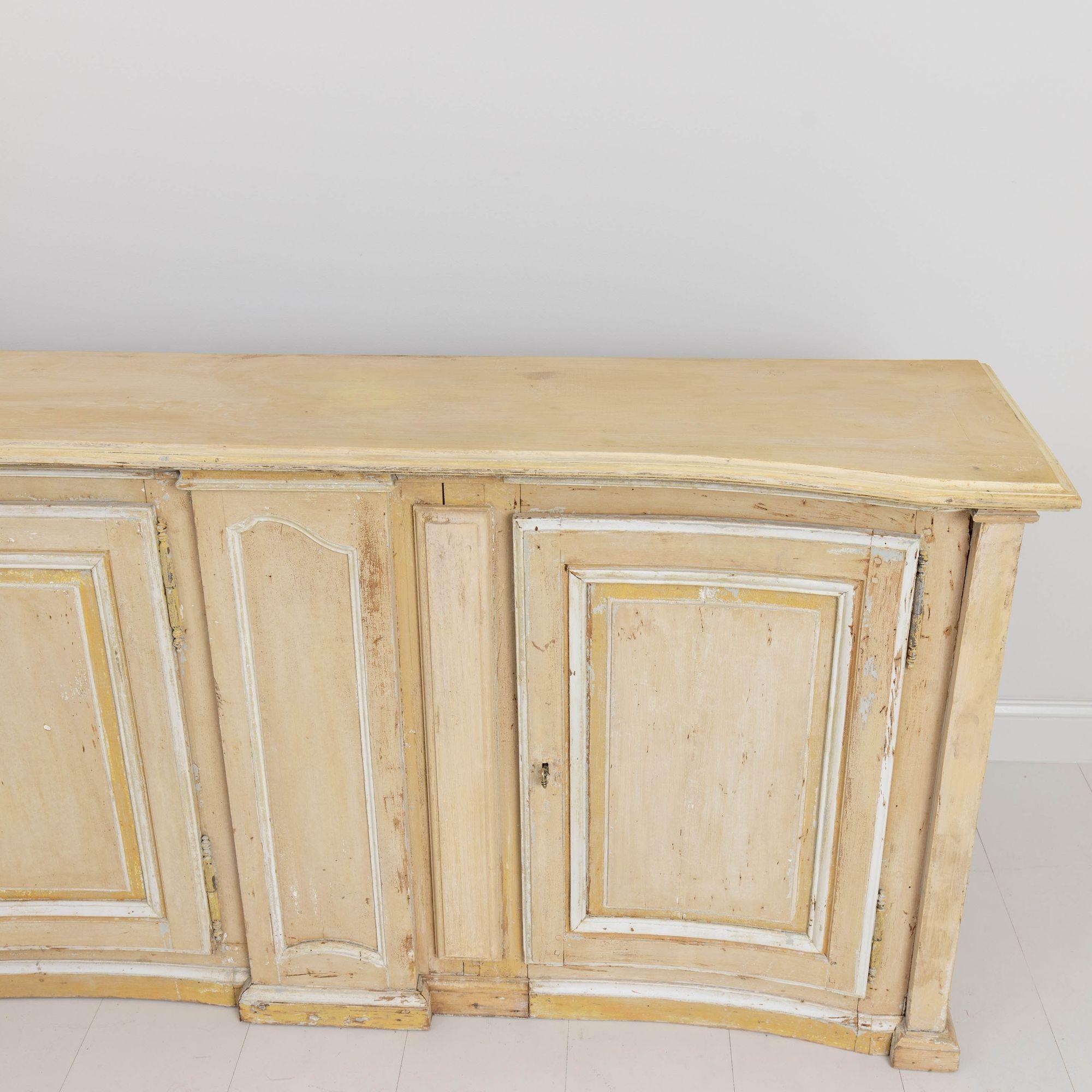 19th c. French Provençal Serpentine Front Enfilade in Original Yellow Paint For Sale 3