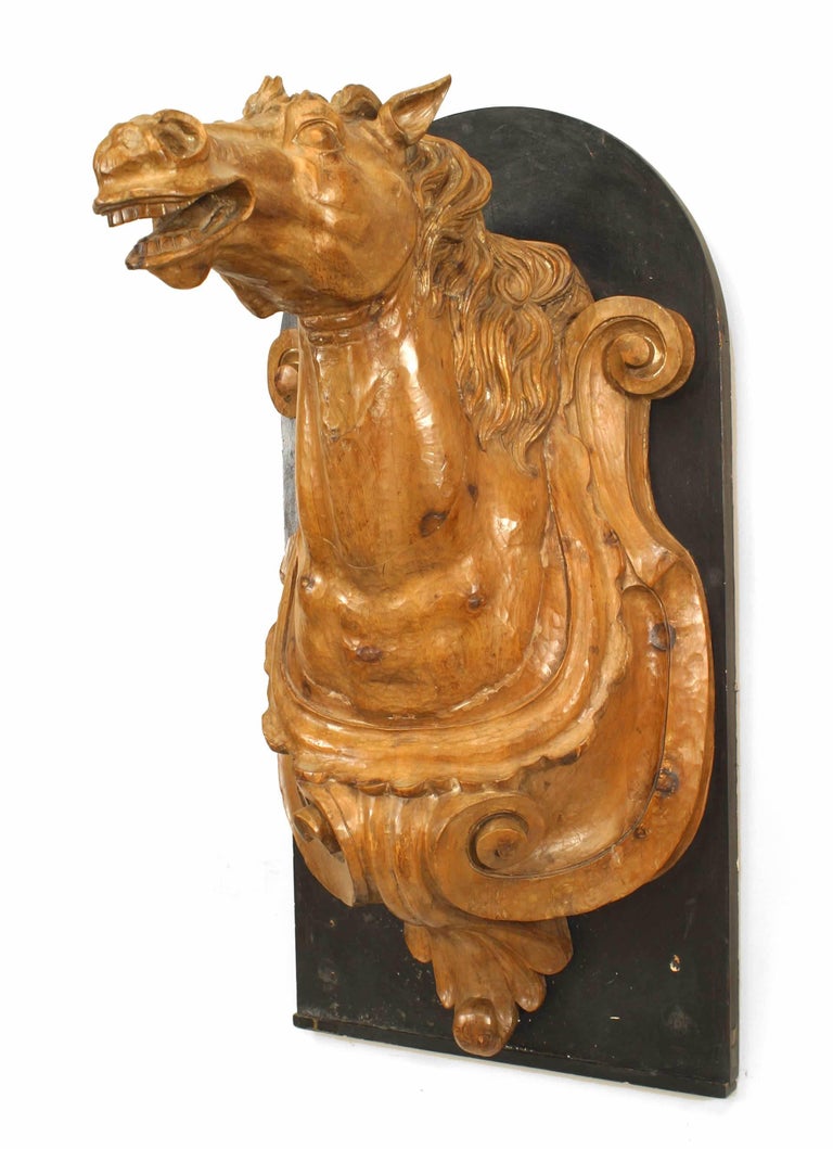 19th c. French Provincial Carved Horse Head Plaques For Sale at 1stdibs