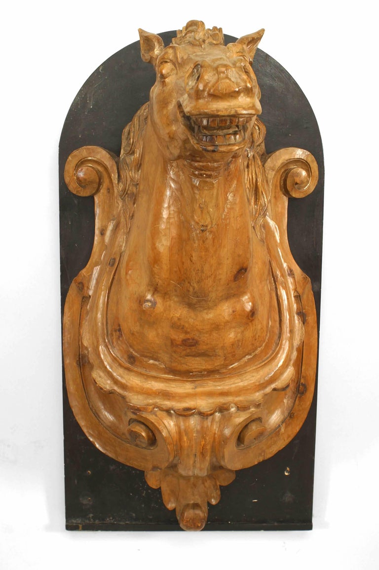 19th c. French Provincial Carved Horse Head Plaques For Sale at 1stdibs