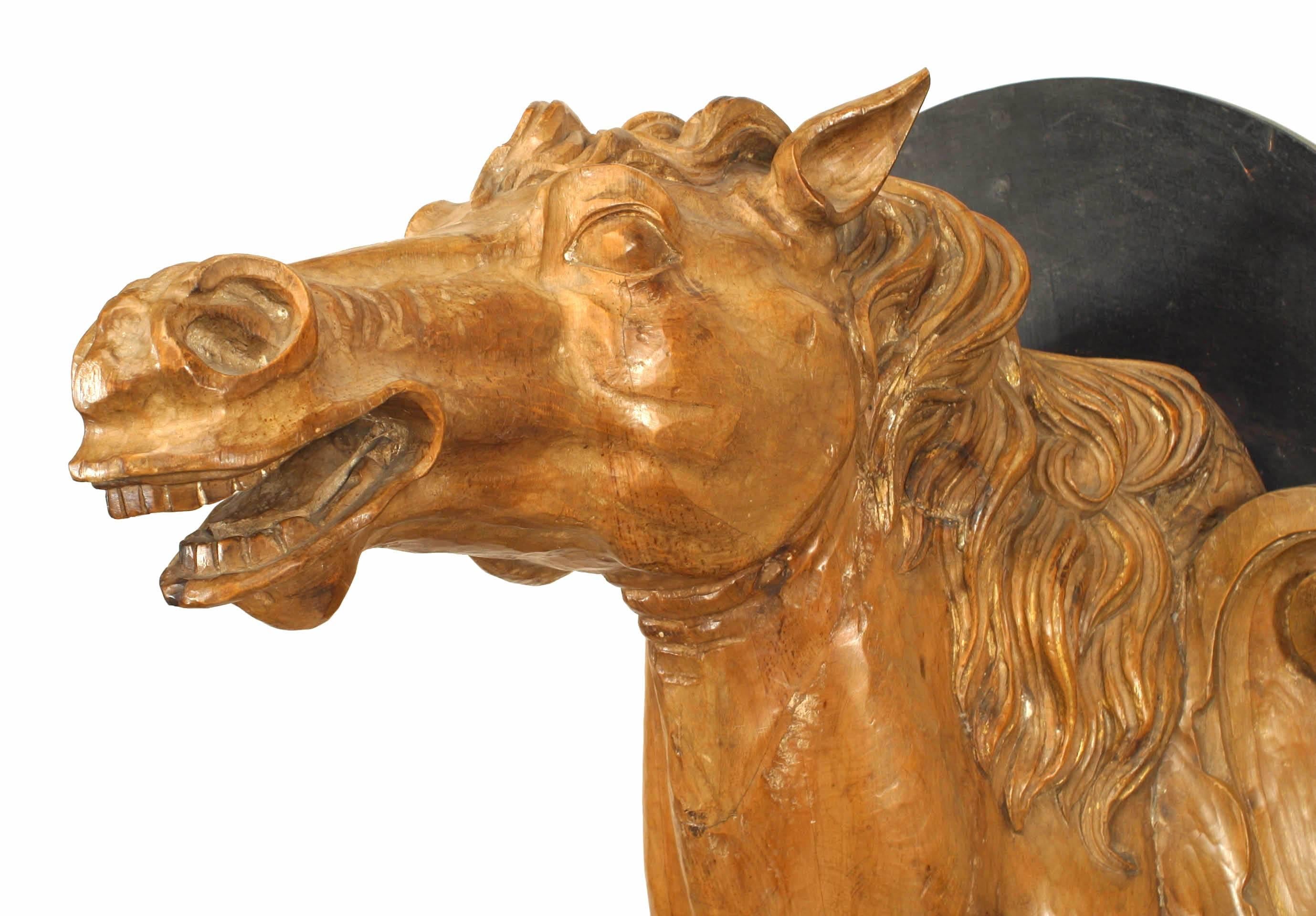 4 French Provincial Carved Life-Size Horse Heads In Good Condition For Sale In Queens, NY