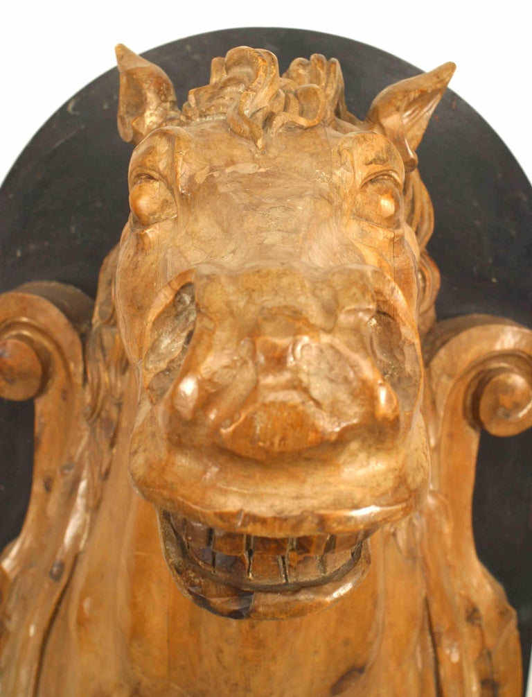 19th c. French Provincial Carved Horse Head Plaques For Sale at 1stdibs