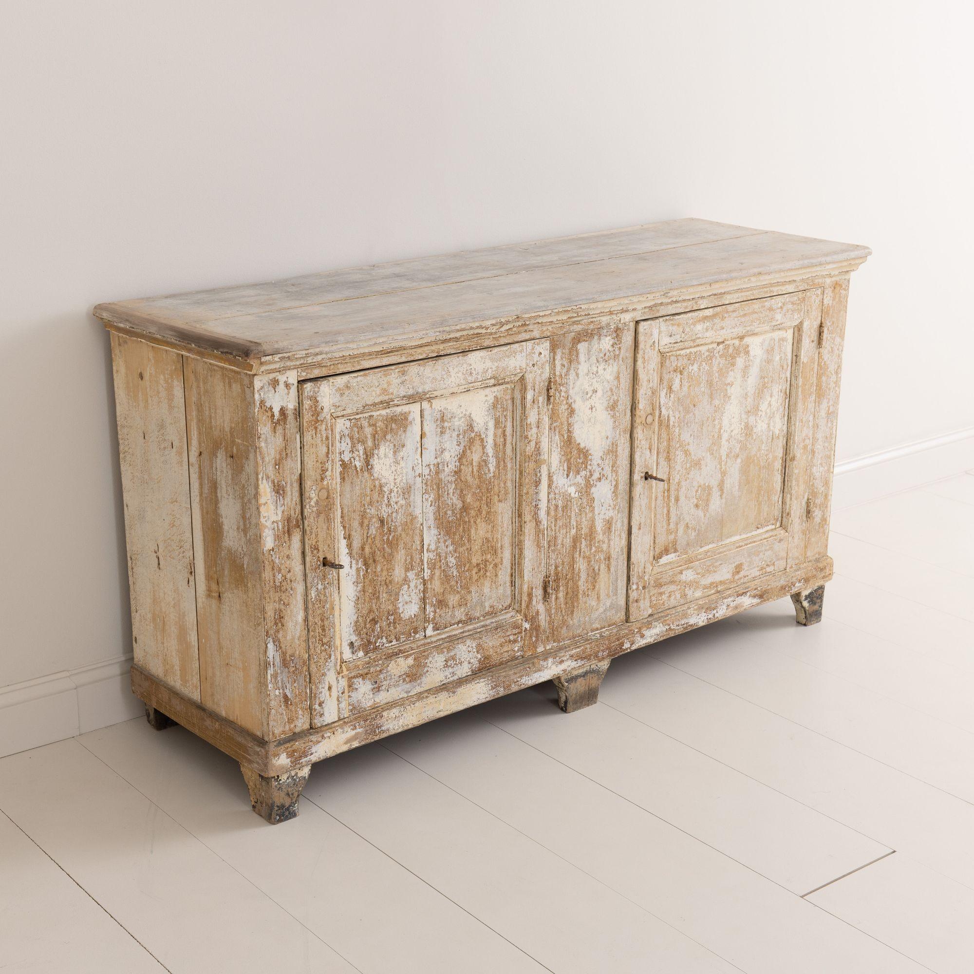 19th C. French Provincial Chic Enfilade in Original Paint In Good Condition In Wichita, KS