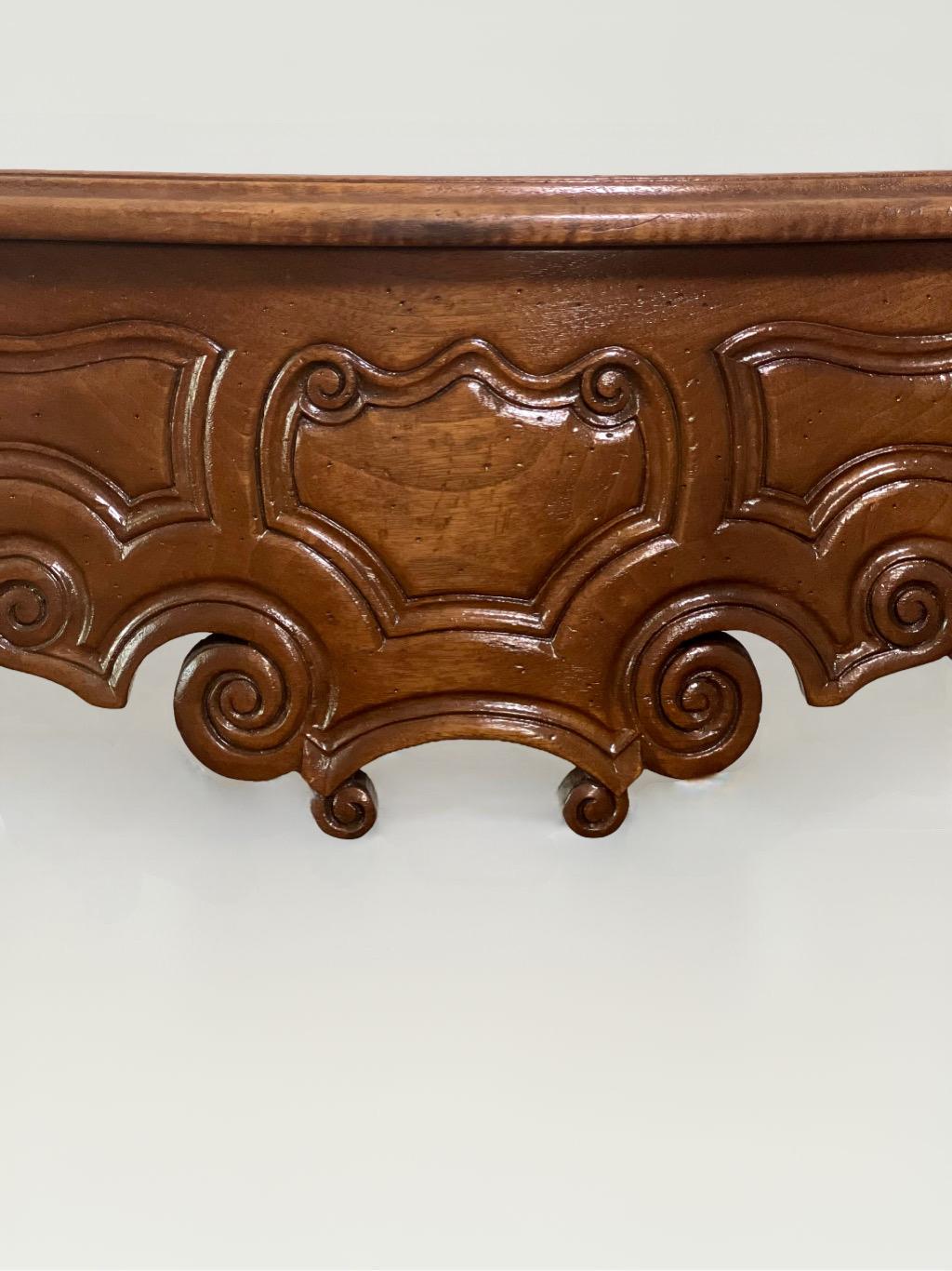 19th C. French Provincial Louis XV Style Carved Walnut Side Table with Drawer For Sale 7