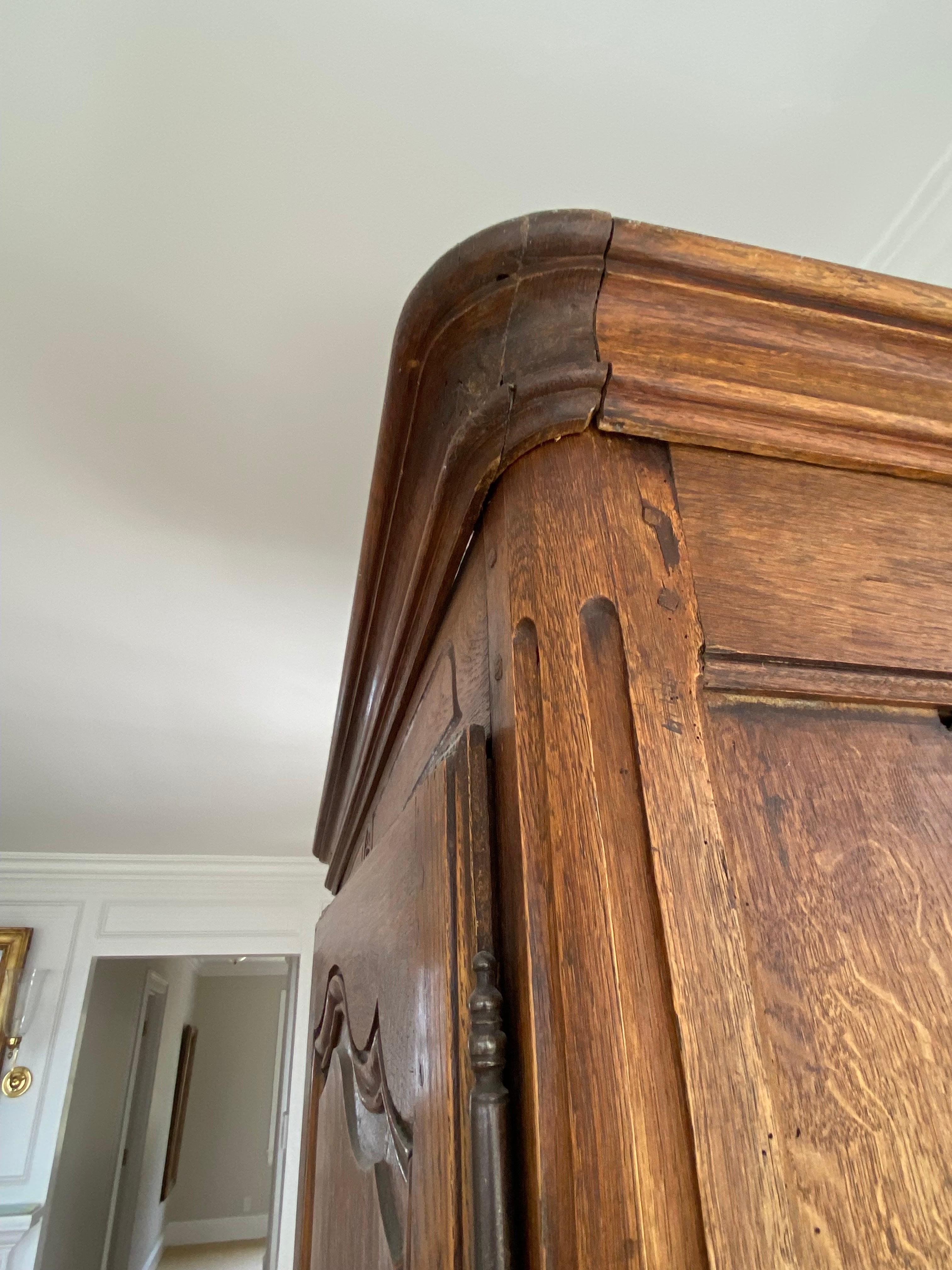19th C. French Provincial Oak Armoire For Sale 7
