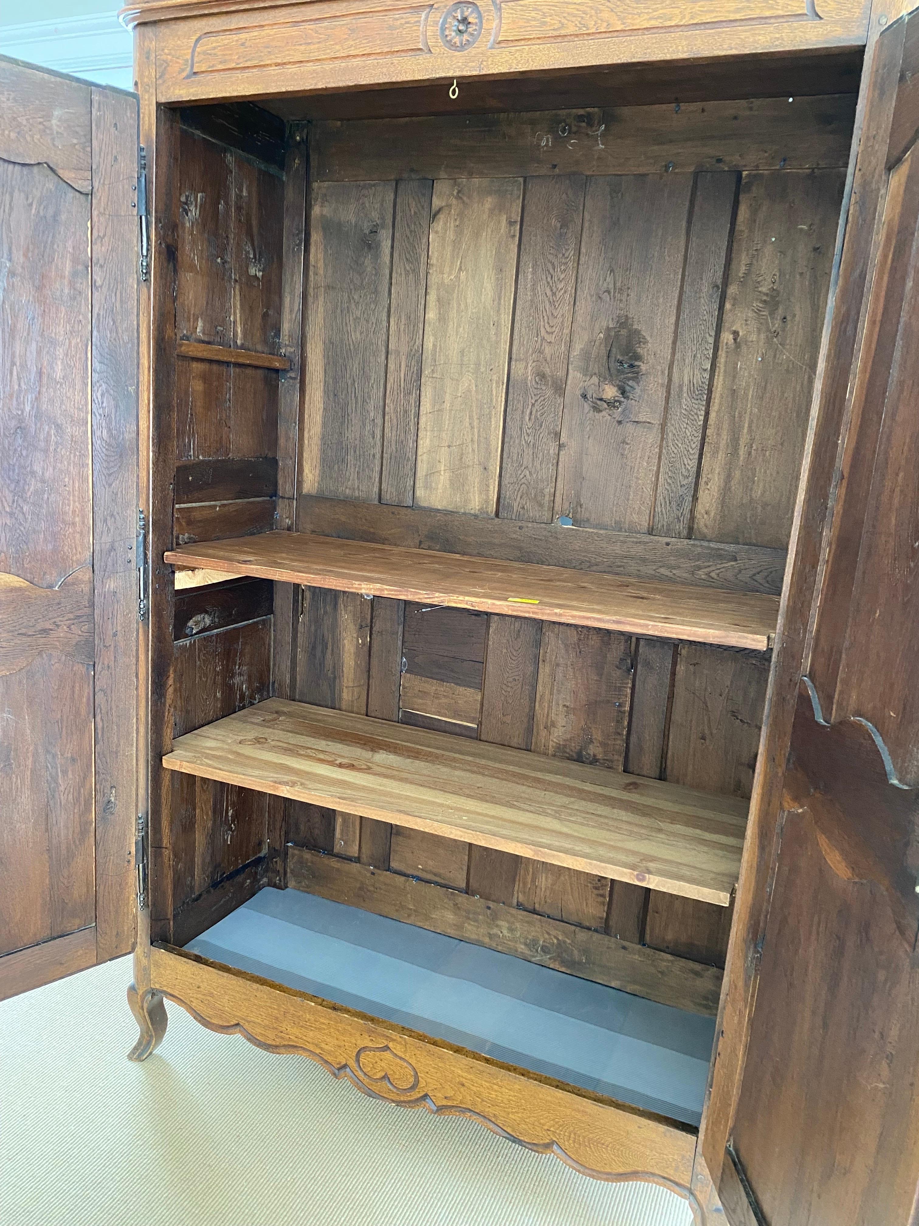19th C. French Provincial Oak Armoire For Sale 9