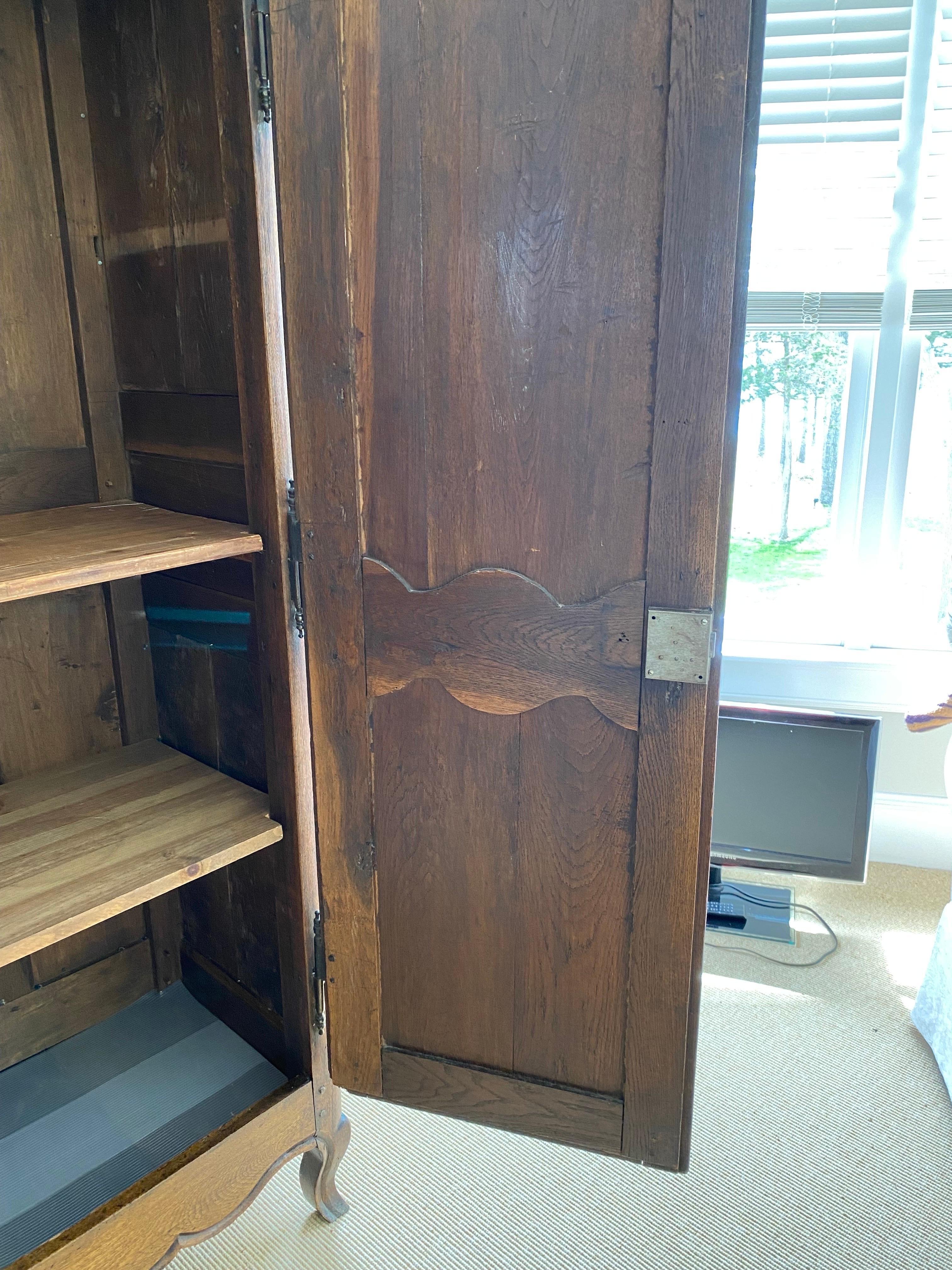 19th C. French Provincial Oak Armoire For Sale 11